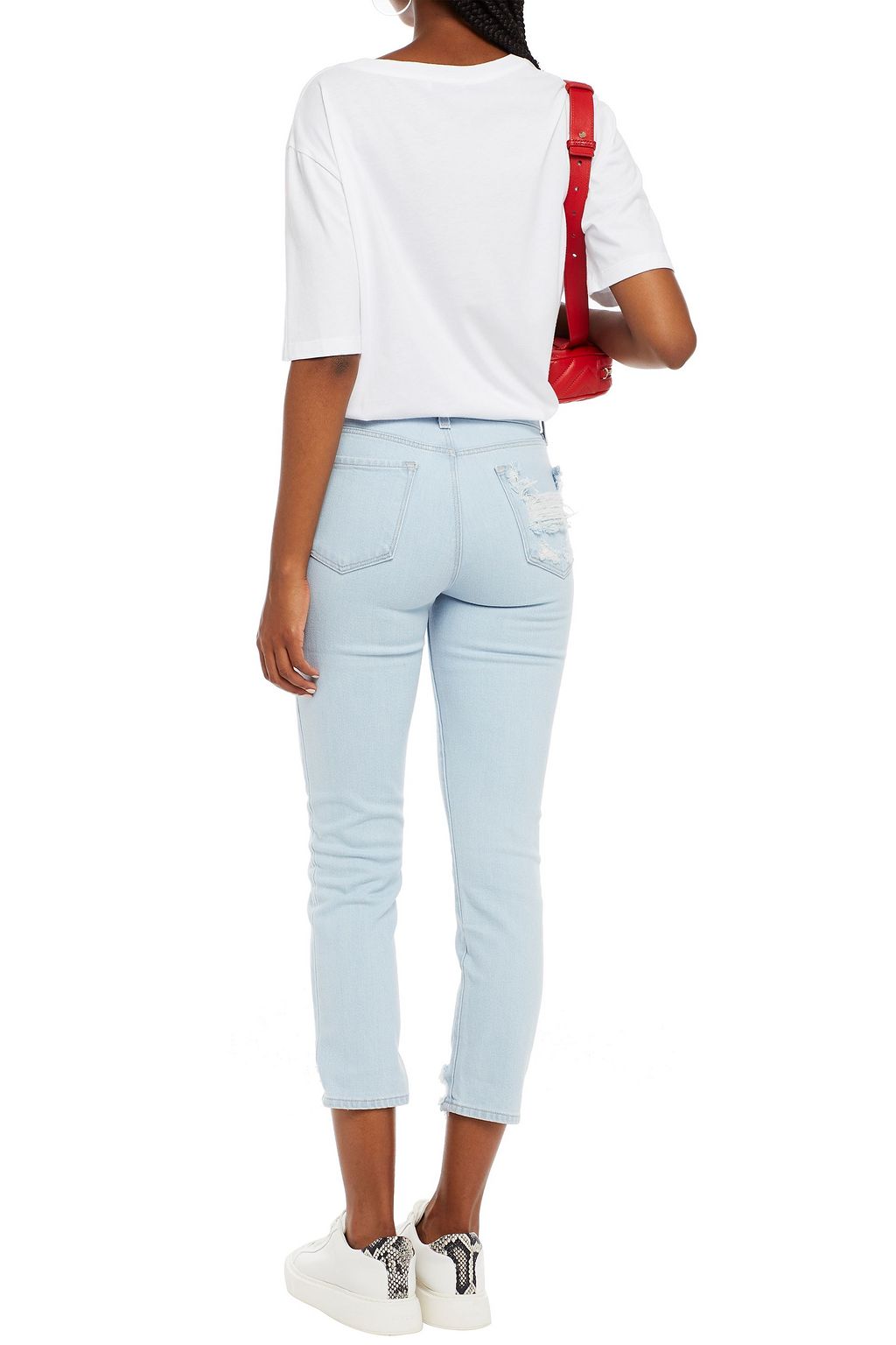 J BRAND Ruby distressed high-rise slim-leg jeans