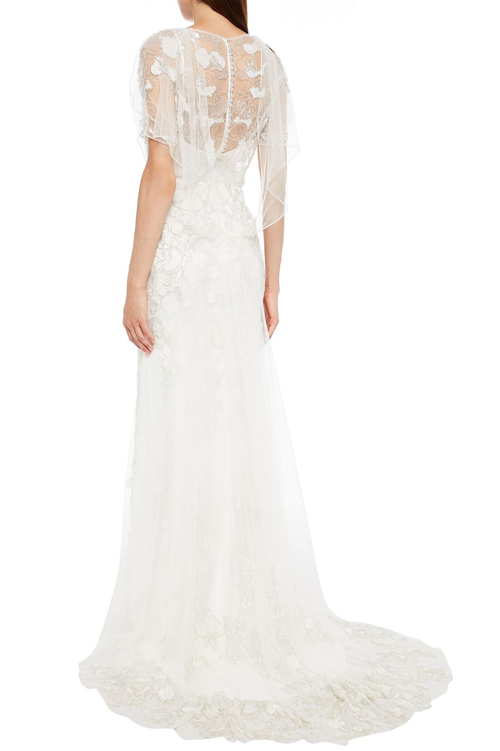 JENNY PACKHAM Honey layered embellished tulle bridal gown