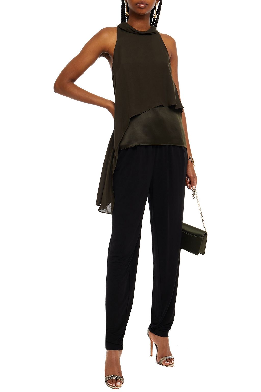 HALSTON Rowan gathered jersey tapered pants