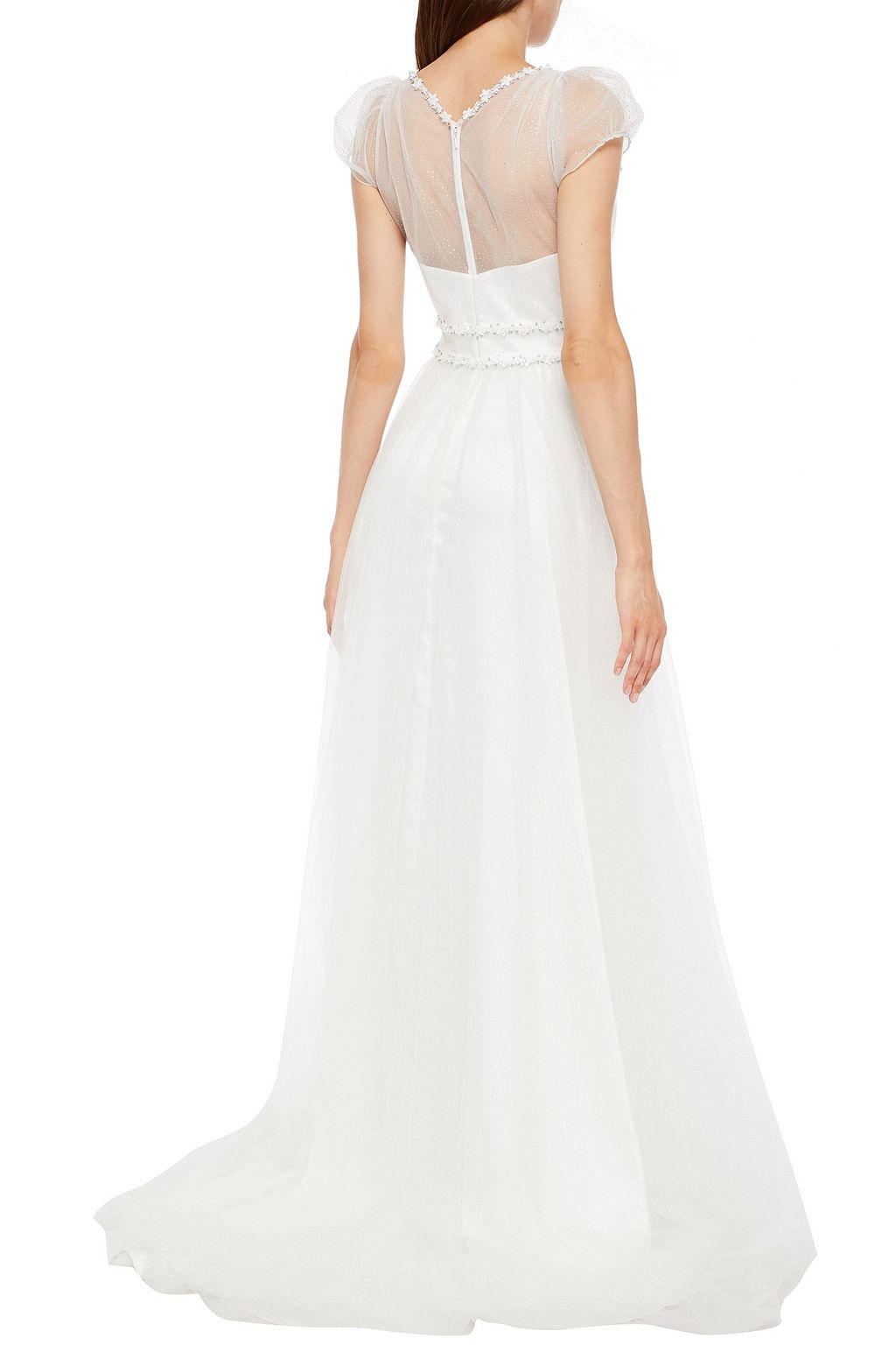 JENNY PACKHAM Gardenia embellished glittered tulle bridal gown