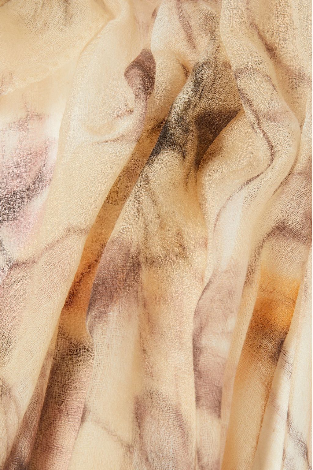 BRUNELLO CUCINELLI Frayed floral-print metallic cashmere-gauze scarf