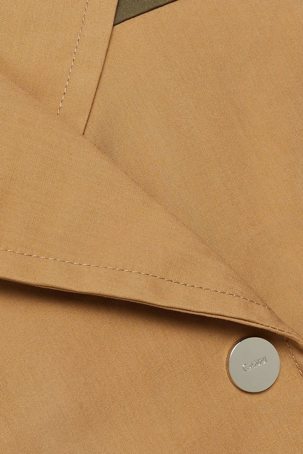 GANNI Double-breasted two-tone cotton-blend coat