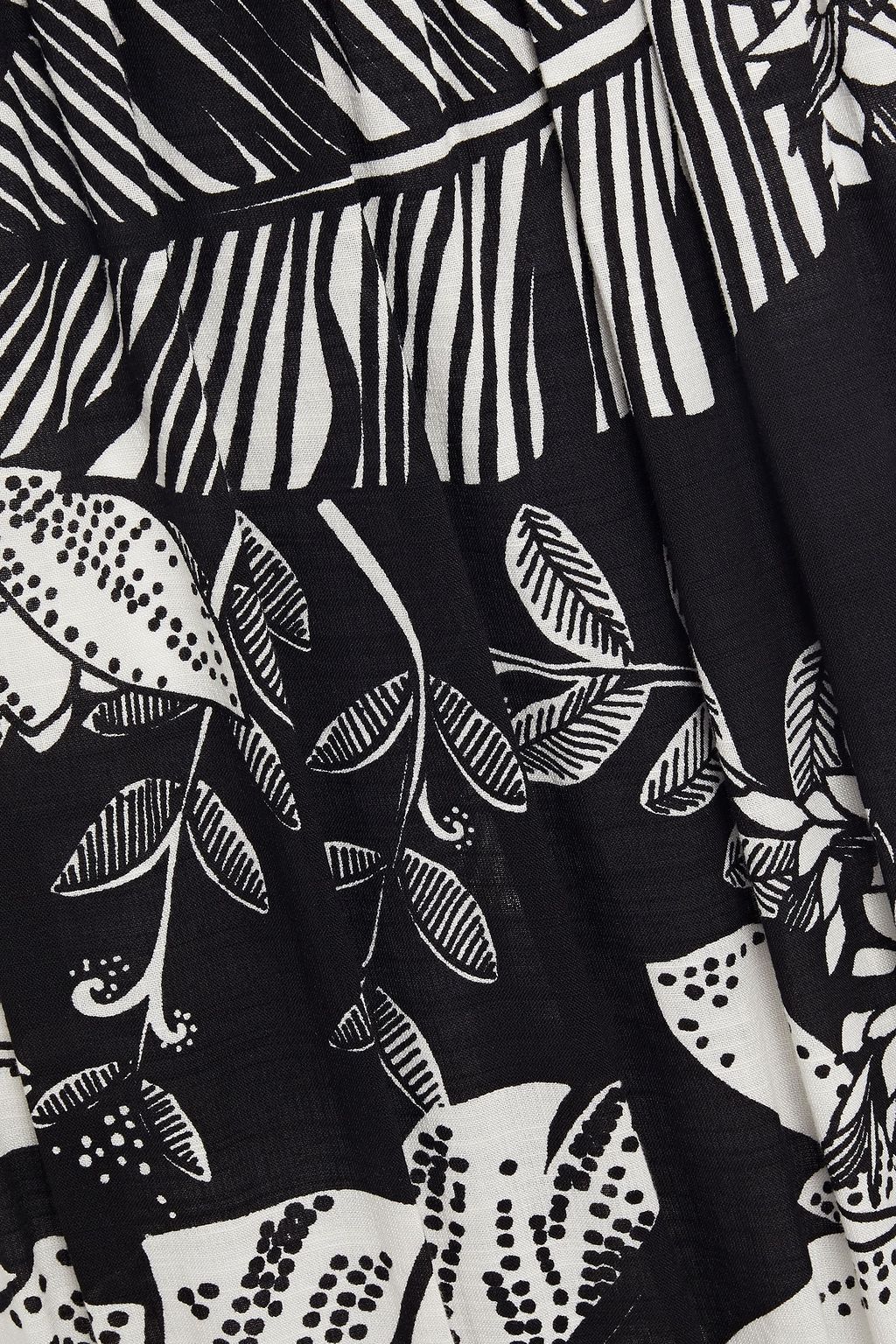 SEE BY CHLOÉ Ruffle-trimmed printed cotton-blend midi skirt