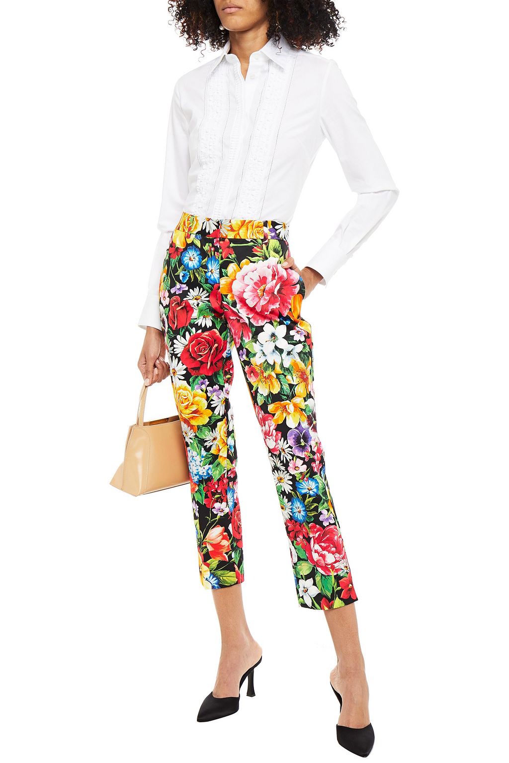 DOLCE&GABBANA Floral-print cotton-blend twill slim-leg pants