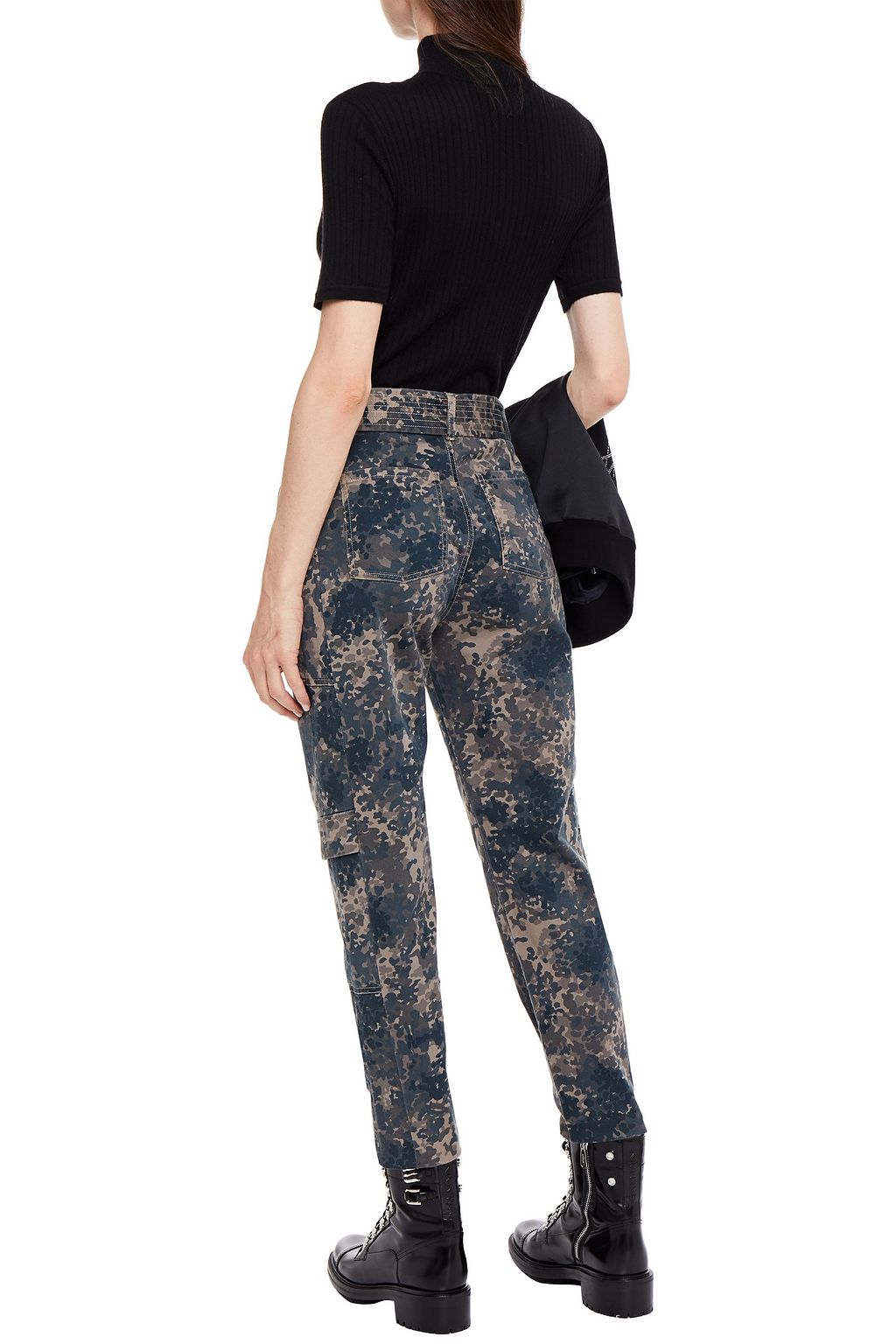 J BRAND Belted camouflage-print cotton-blend twill tapered pants