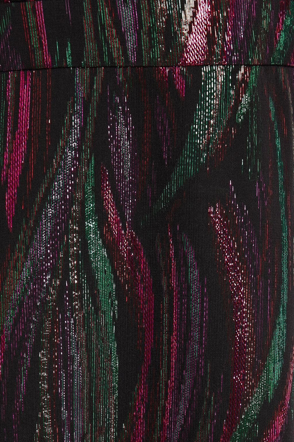 SALONI Ruffled metallic silk-blend jacquard midi dress