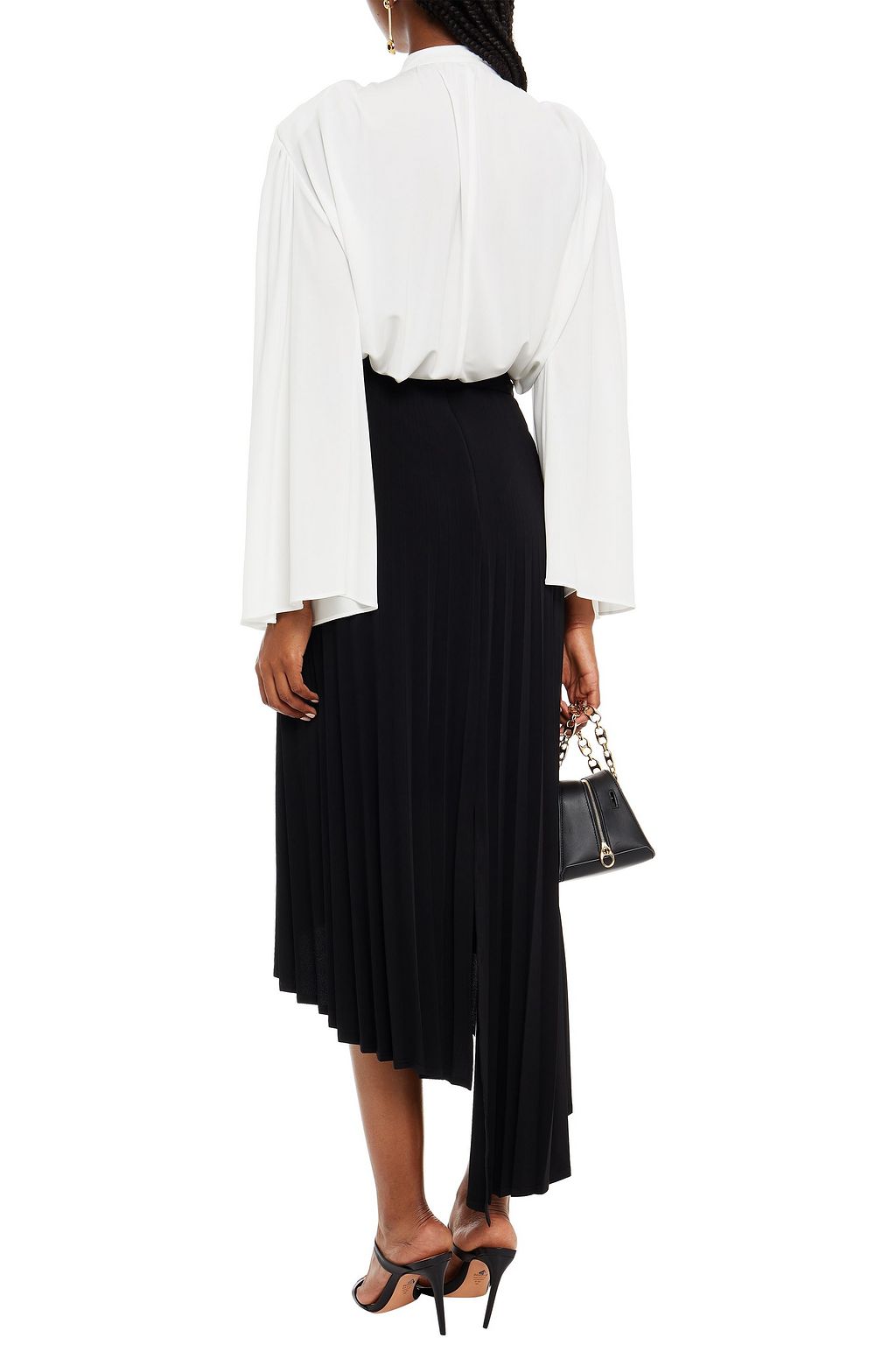 HALSTON Pussy-bow crepe blouse