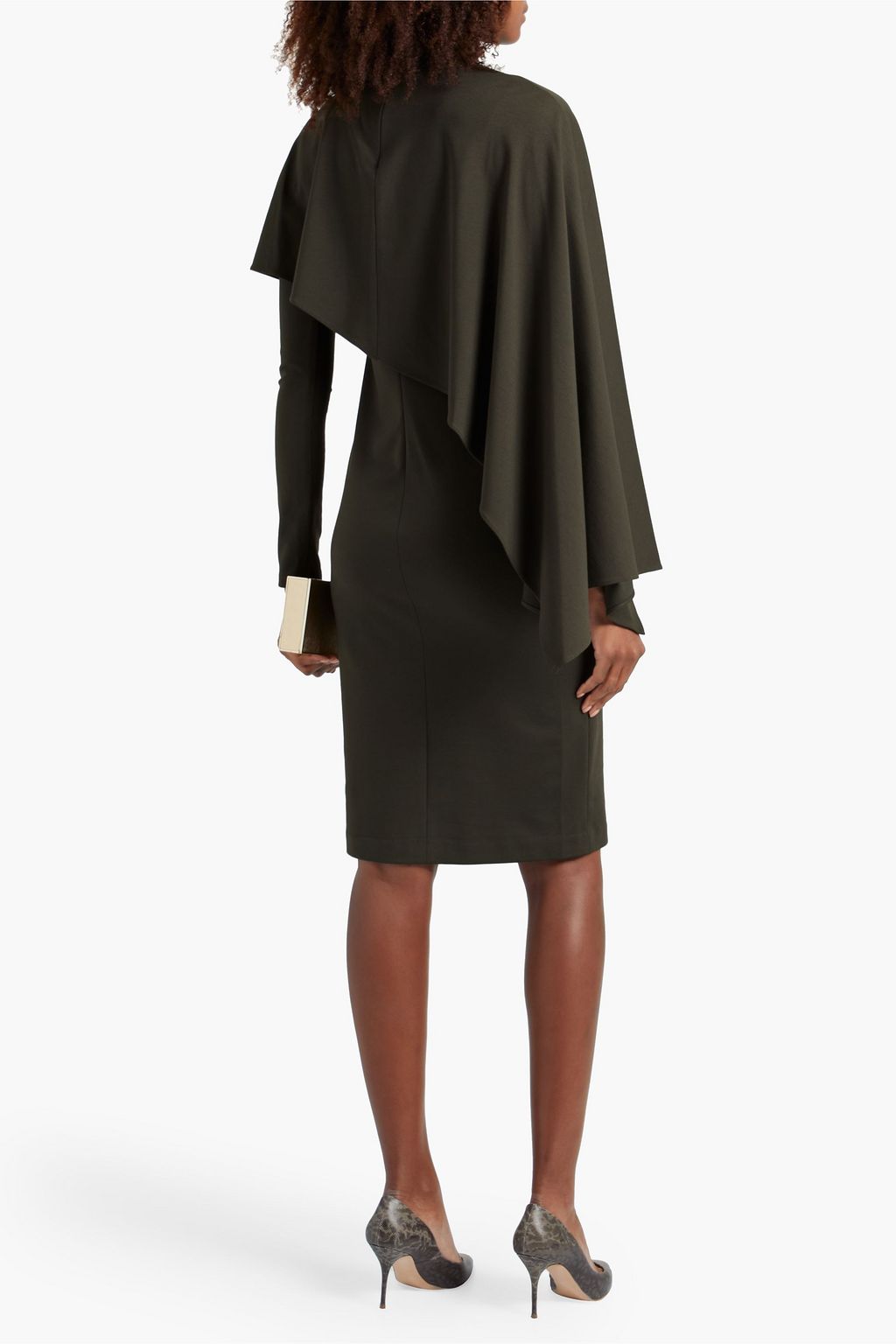 HALSTON Layered stretch-jersey dress
