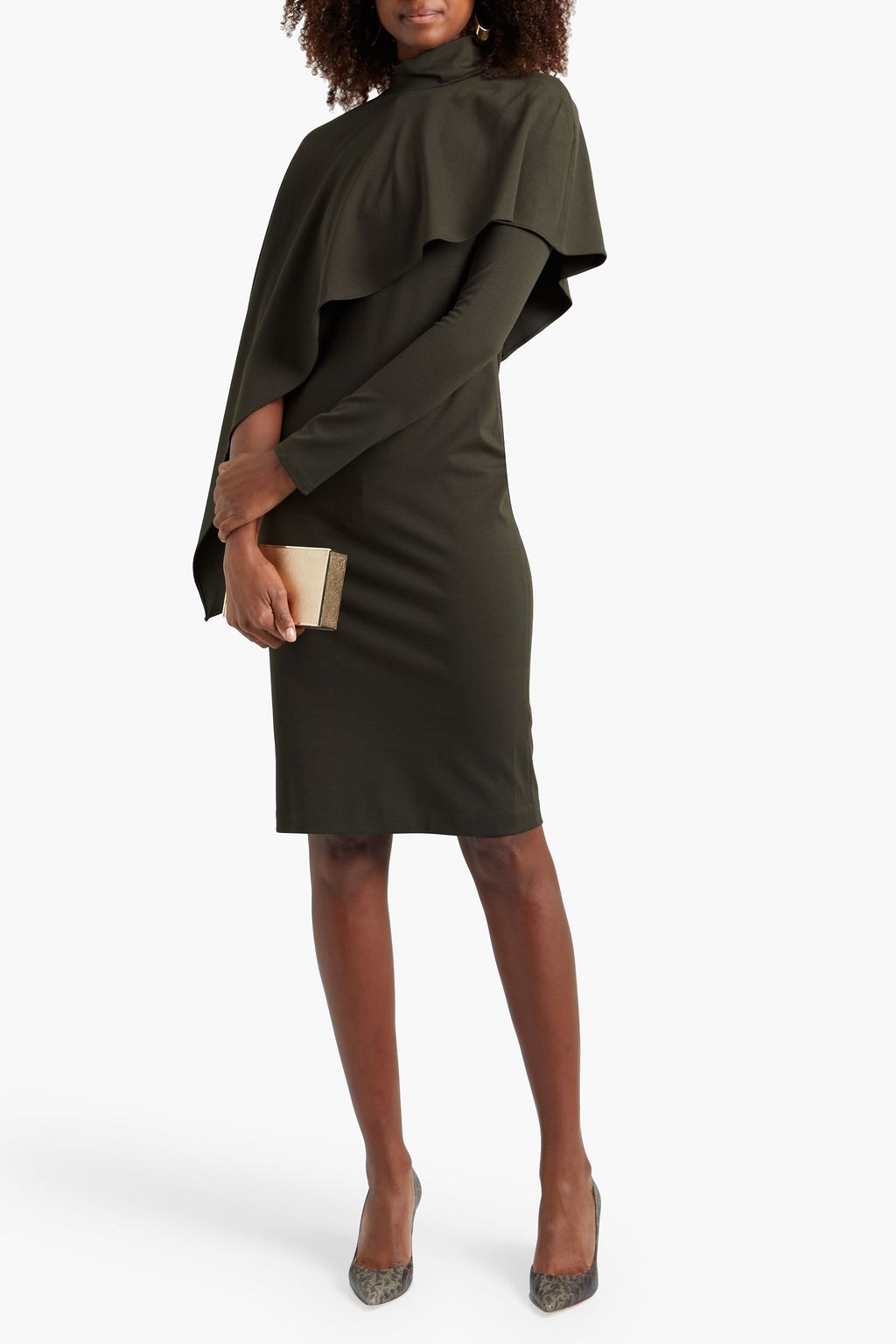 HALSTON Layered stretch-jersey dress