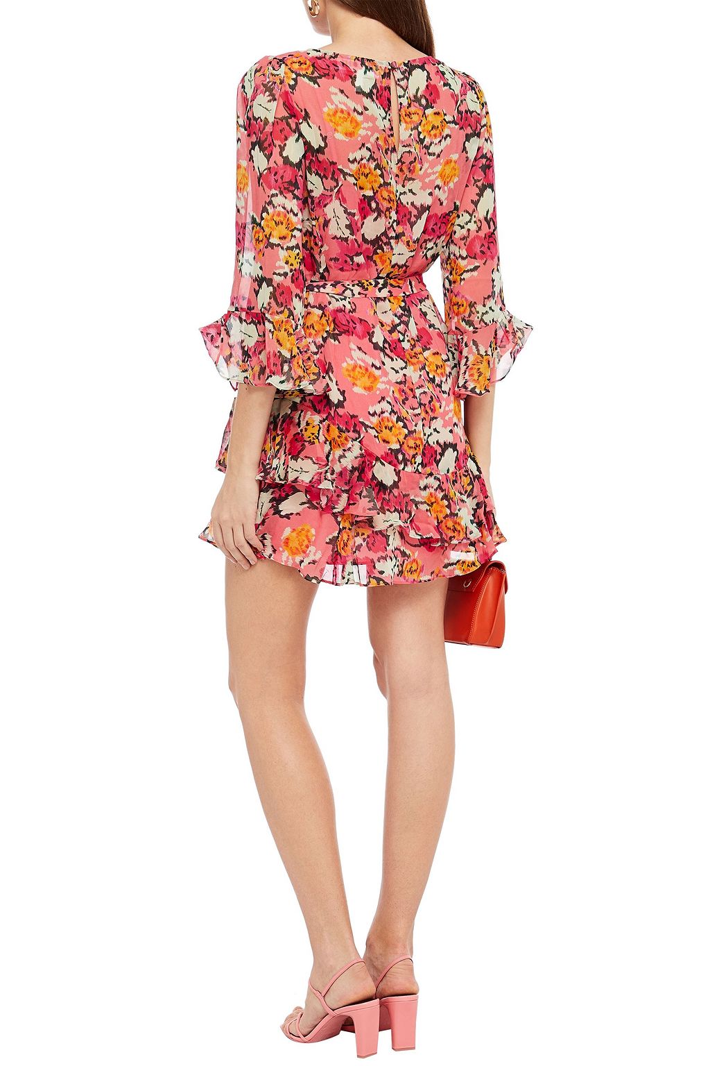 SALONI Marissa tiered printed silk-chiffon mini dress