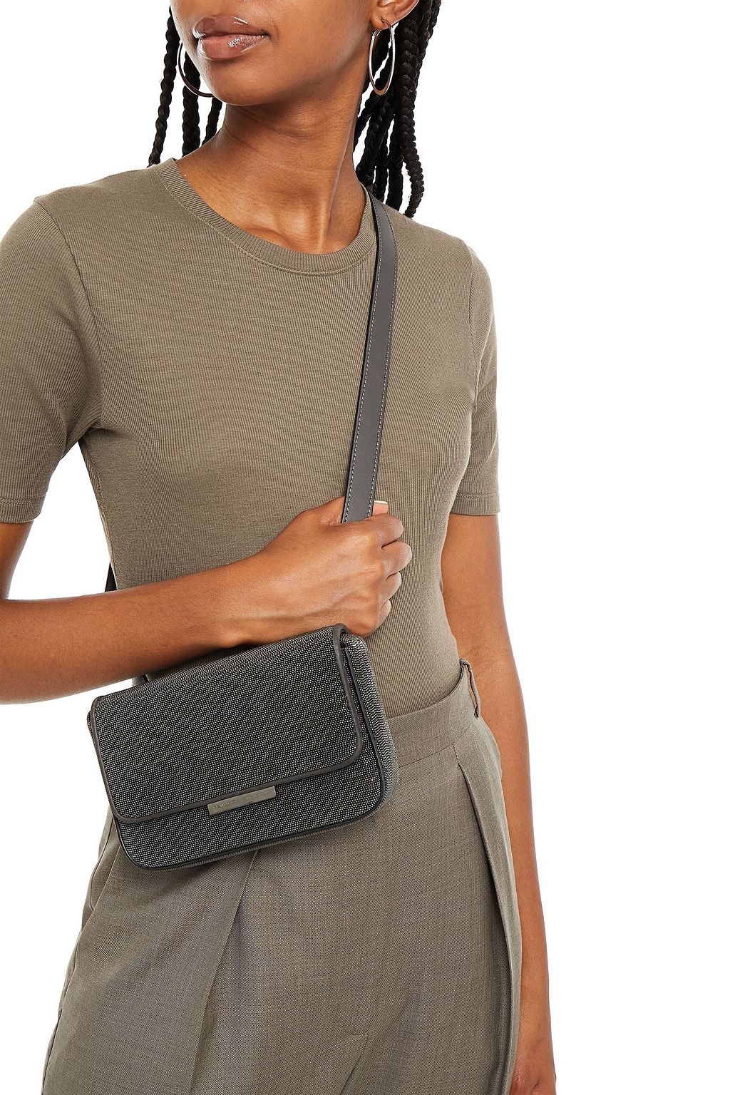 BRUNELLO CUCINELLI Gürteltasche aus Leder mit Zierperlen
