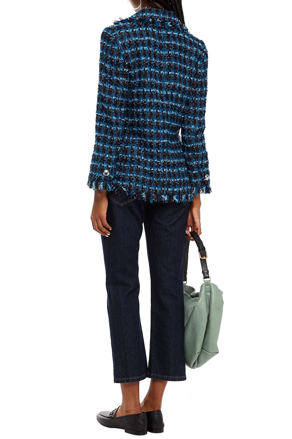 KATE SPADE NEW YORK Frayed metallic cotton-blend tweed blazer