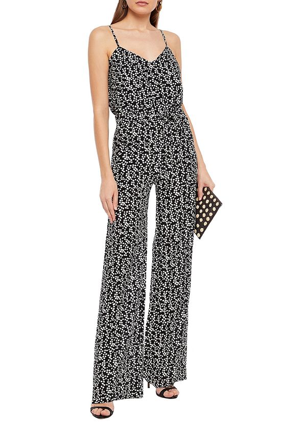 Black Printed silk crepe de chine wide-leg jumpsuit | SALONI | THE OUTNET