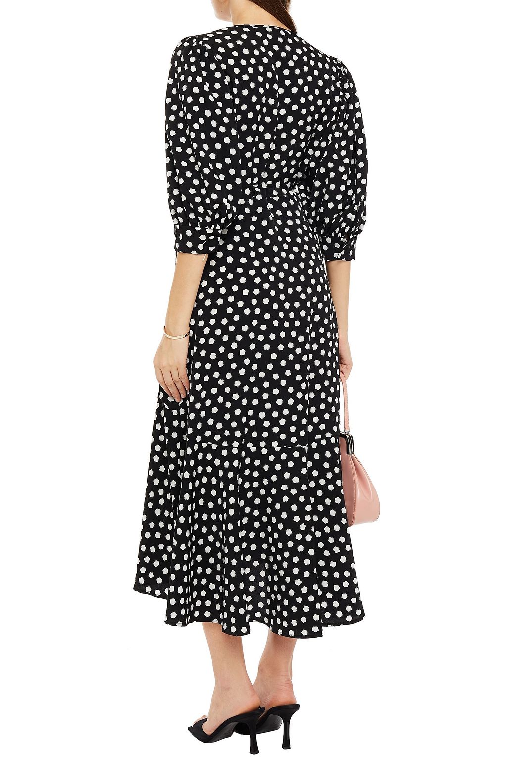 KATE SPADE NEW YORK Gathered printed wool-crepe midi wrap dress