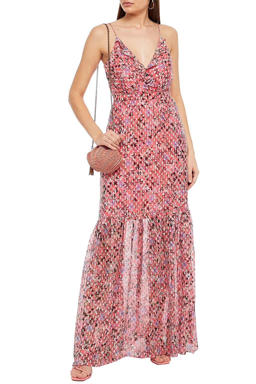 SALONI Ani floral-print silk-blend fil coupé georgette maxi dress