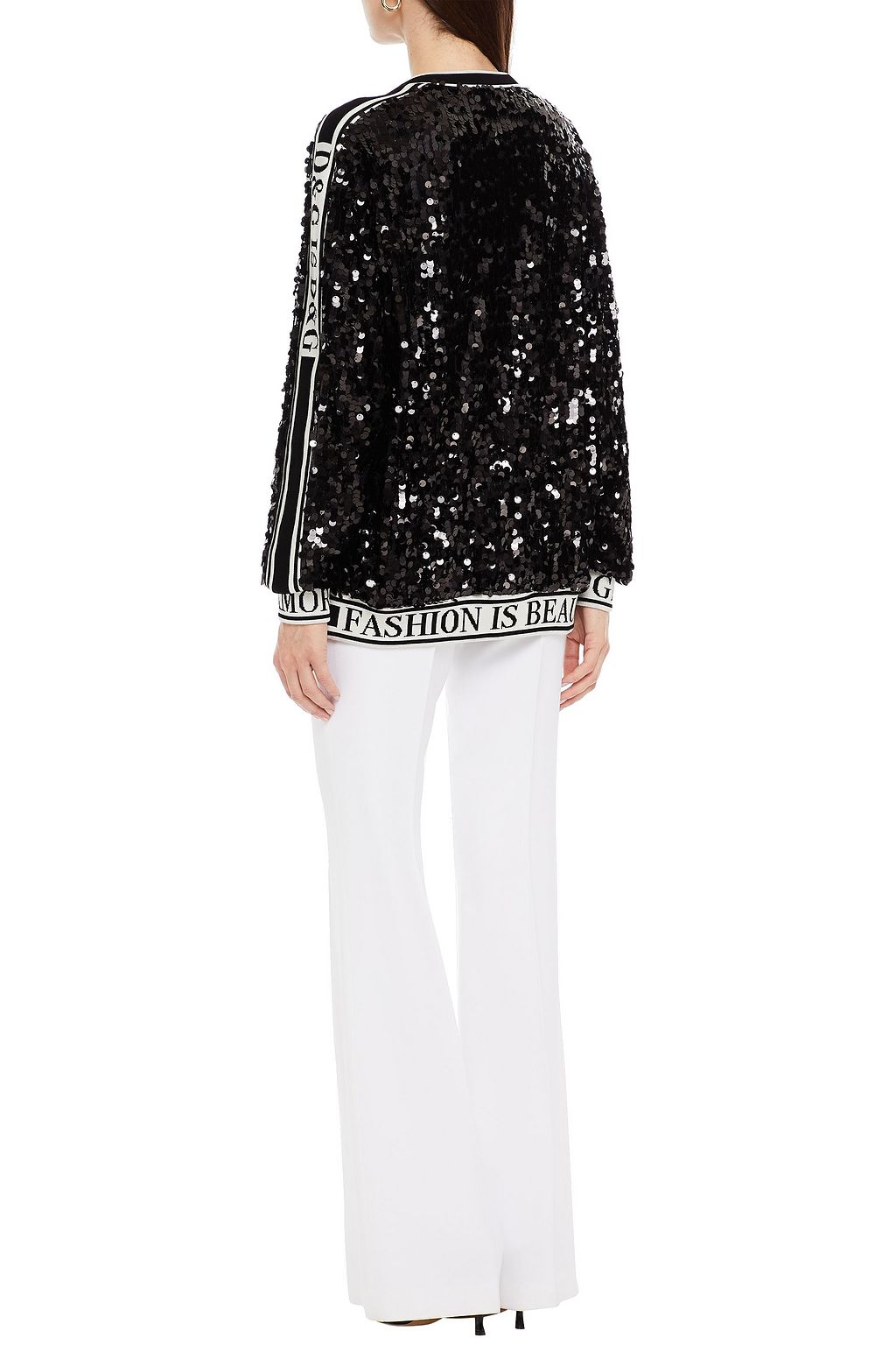 DOLCE&GABBANA Oversized sequined stretch-tulle sweatshirt