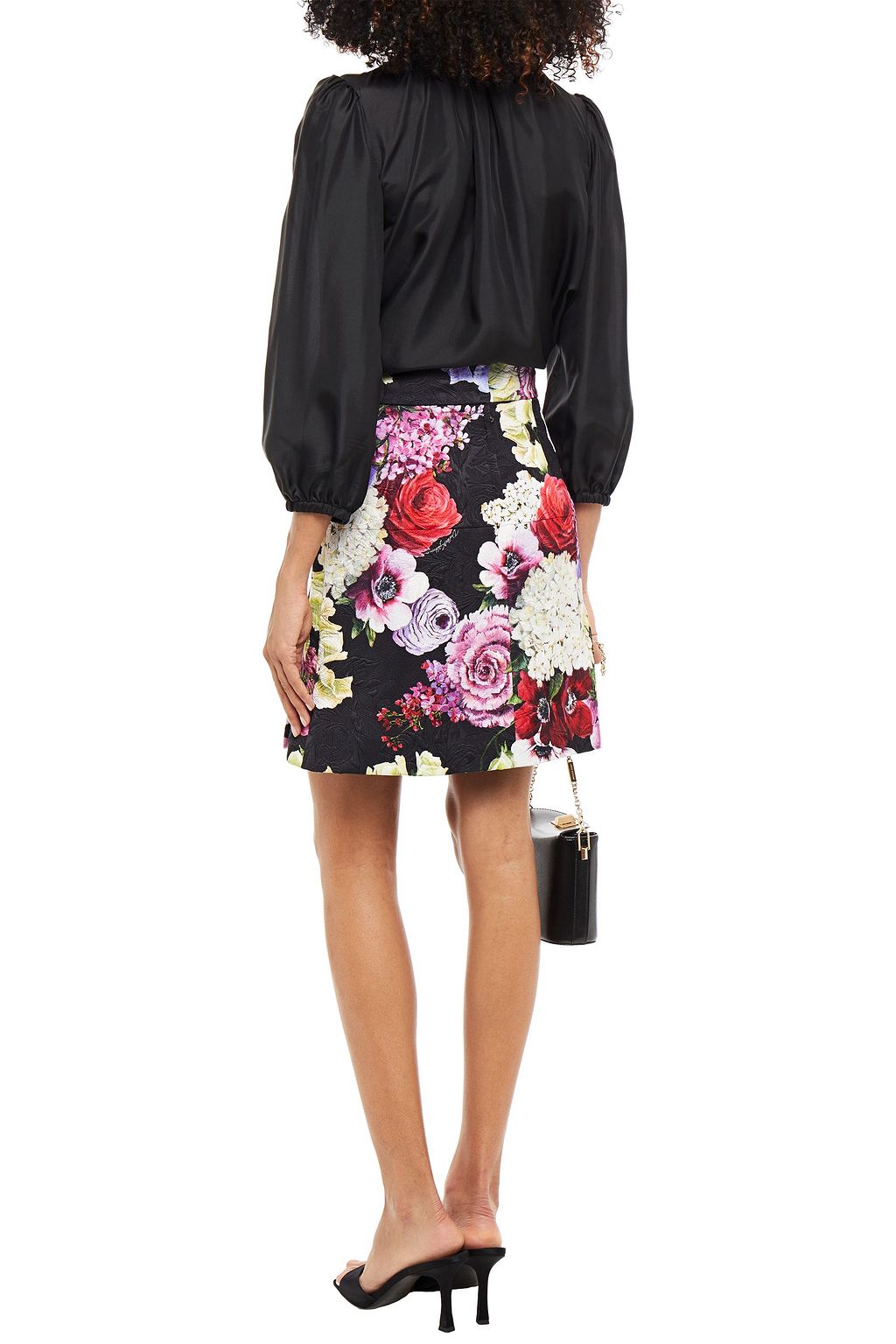 DOLCE&GABBANA Floral-print cotton-blend jacquard mini skirt