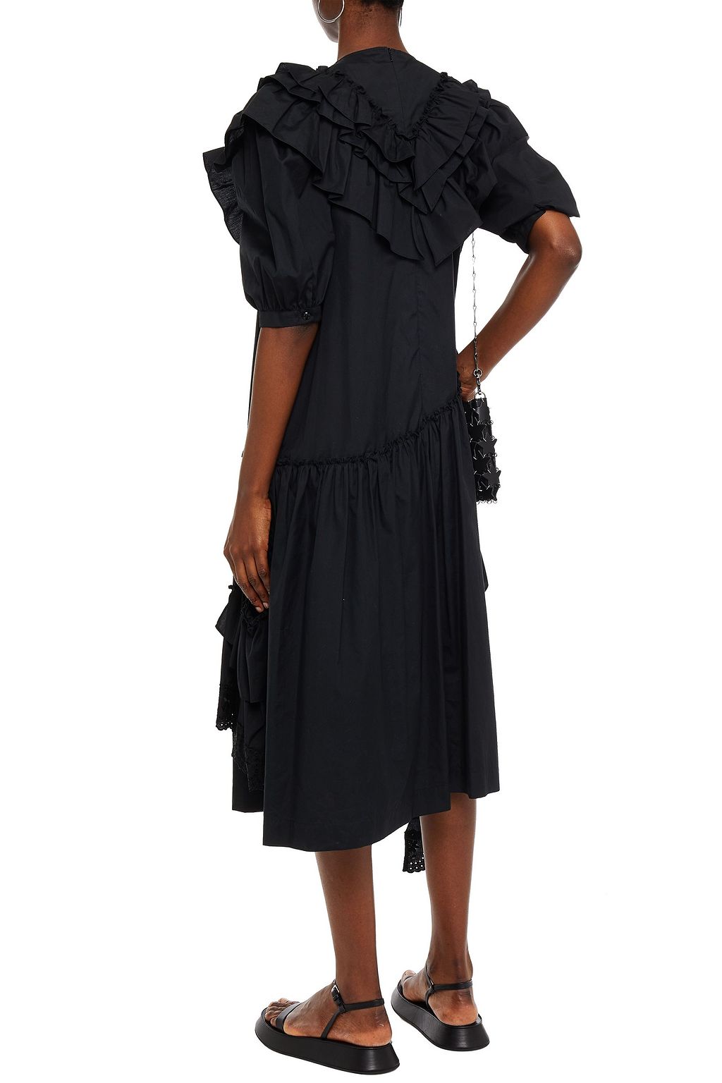 SIMONE ROCHA Bite asymmetric ruffled broderie anglaise cotton-poplin midi dress