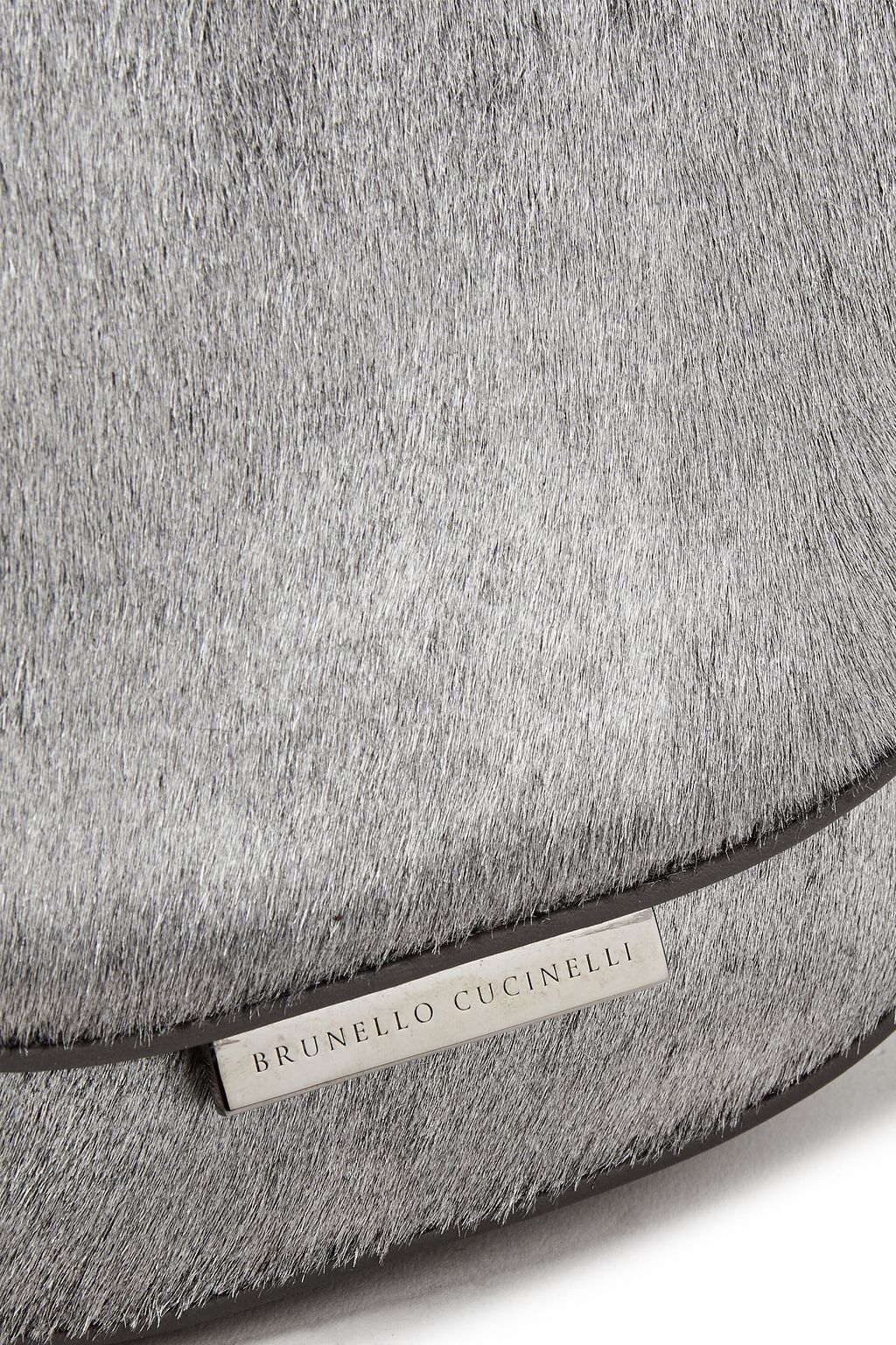 BRUNELLO CUCINELLI Leather-trimmed metallic calf hair shoulder bag