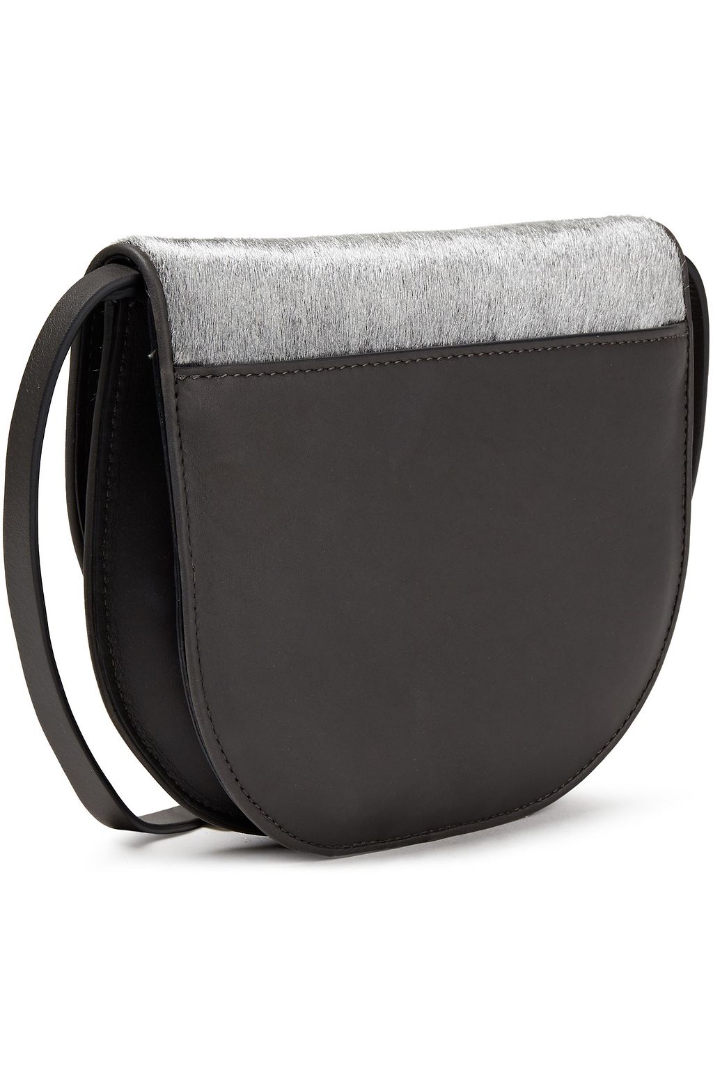 BRUNELLO CUCINELLI Leather-trimmed metallic calf hair shoulder bag