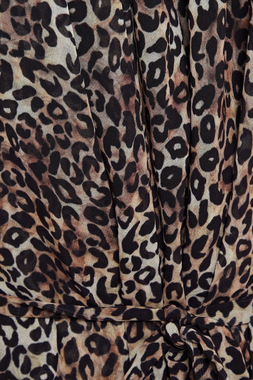 SALONI Belted leopard-print georgette midi dress