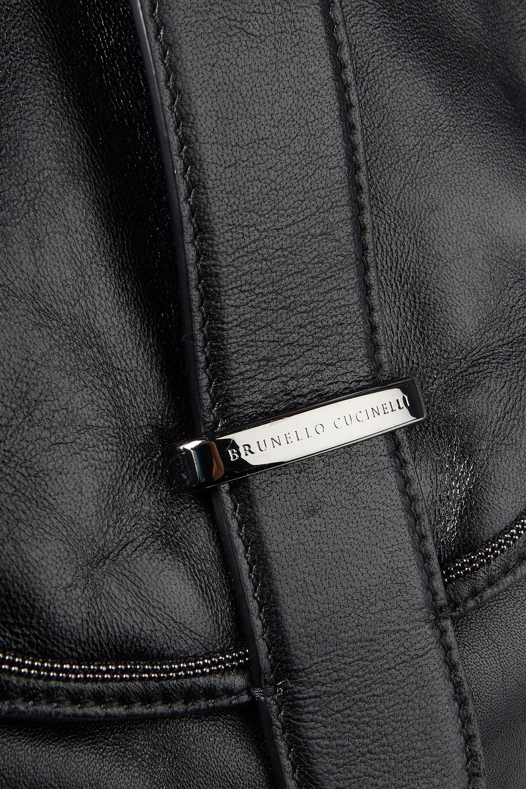 BRUNELLO CUCINELLI Rucksack aus Leder mit Zierperlen