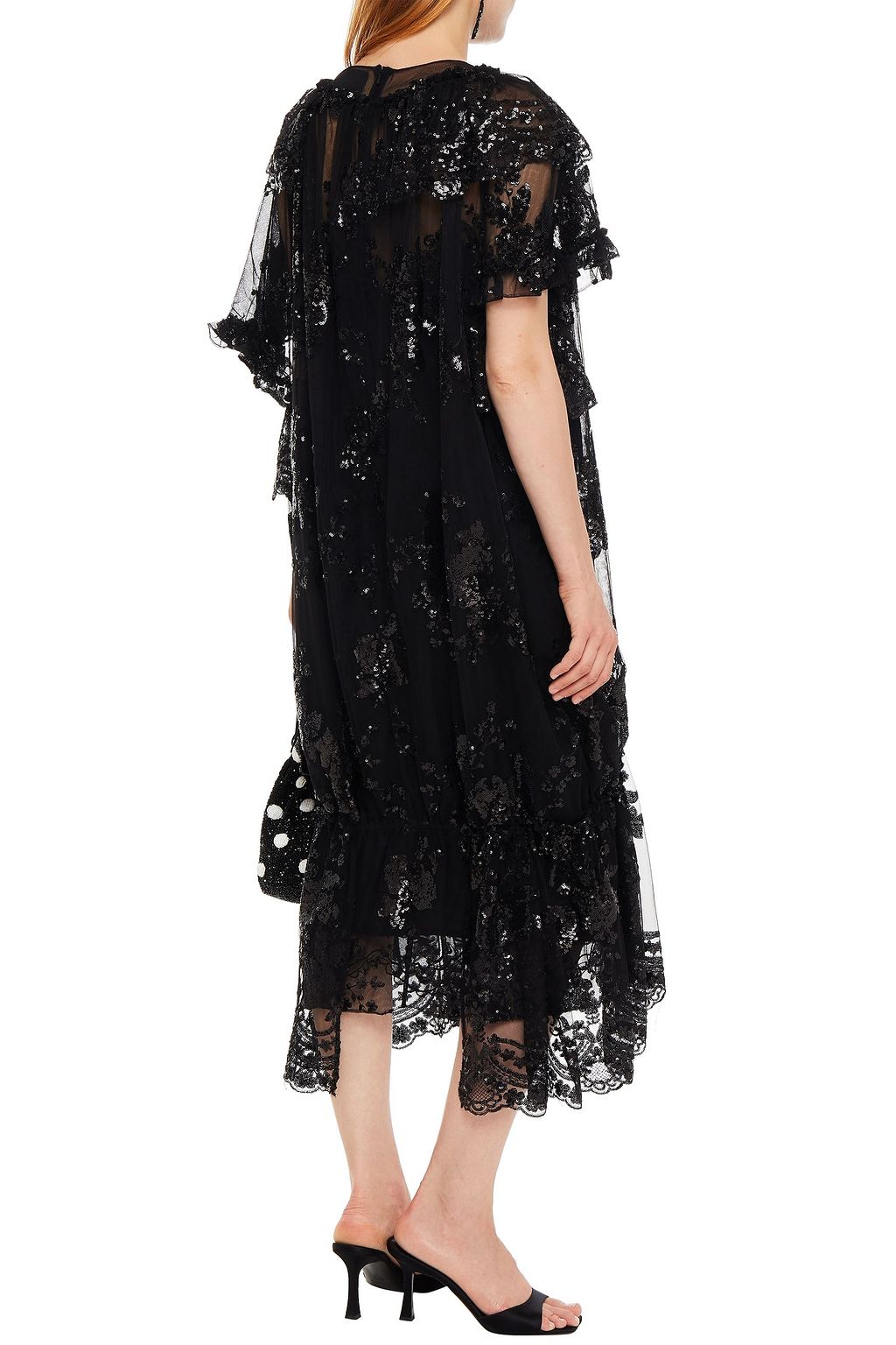 SIMONE ROCHA Embellished gathered sequined tulle midi dress