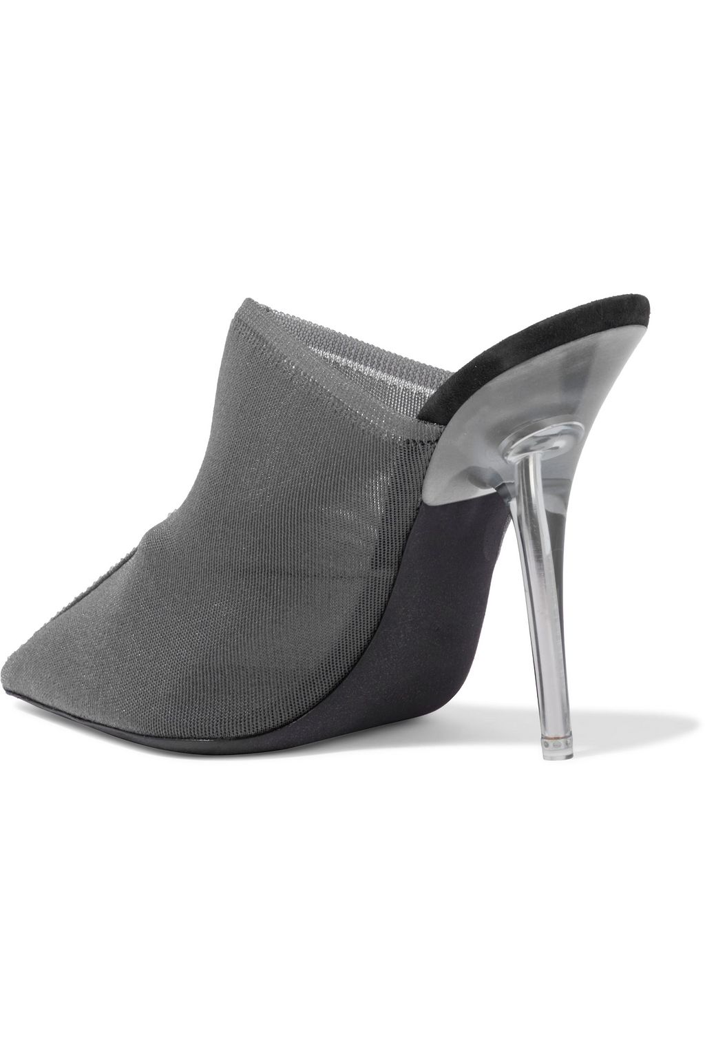 YEEZY Suede-trimmed stretch-knit mules
