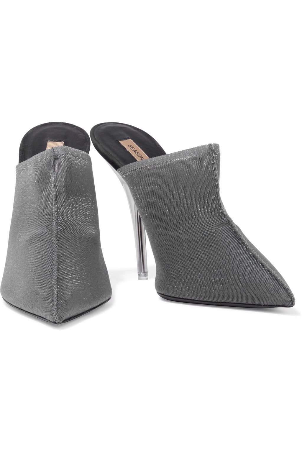 YEEZY Suede-trimmed stretch-knit mules