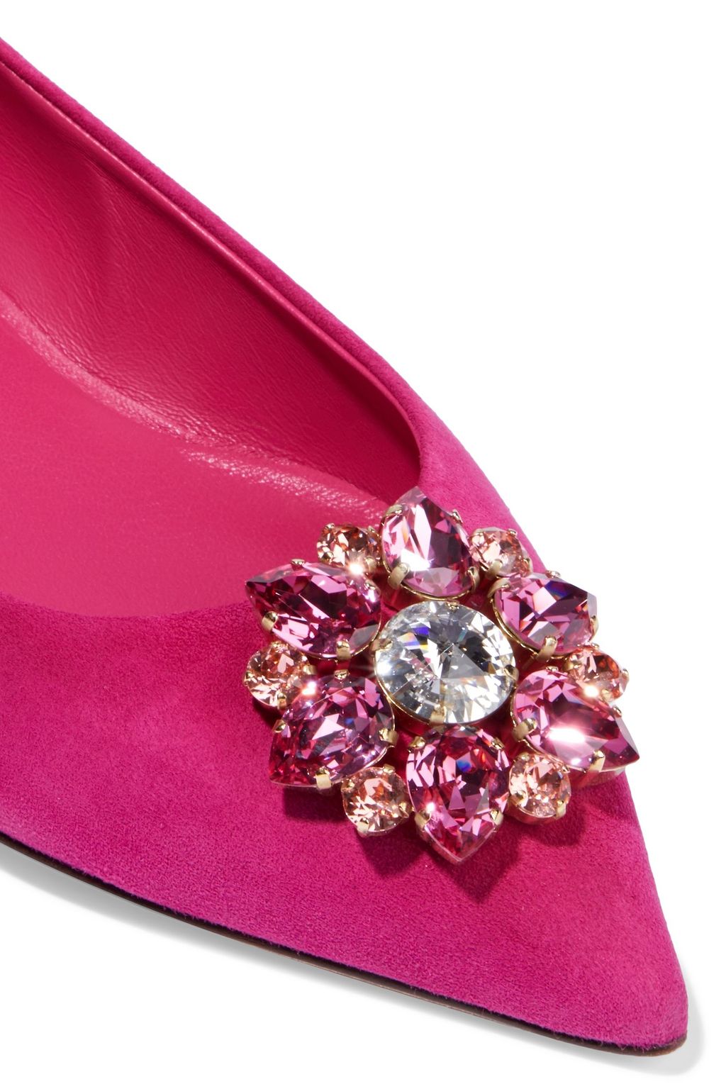 DOLCE&GABBANA Bellucci embellished suede point-toe flats
