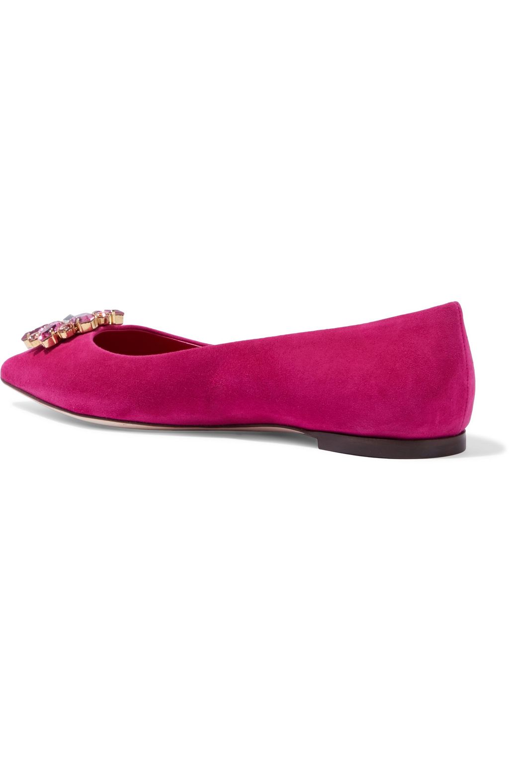 DOLCE&GABBANA Bellucci embellished suede point-toe flats