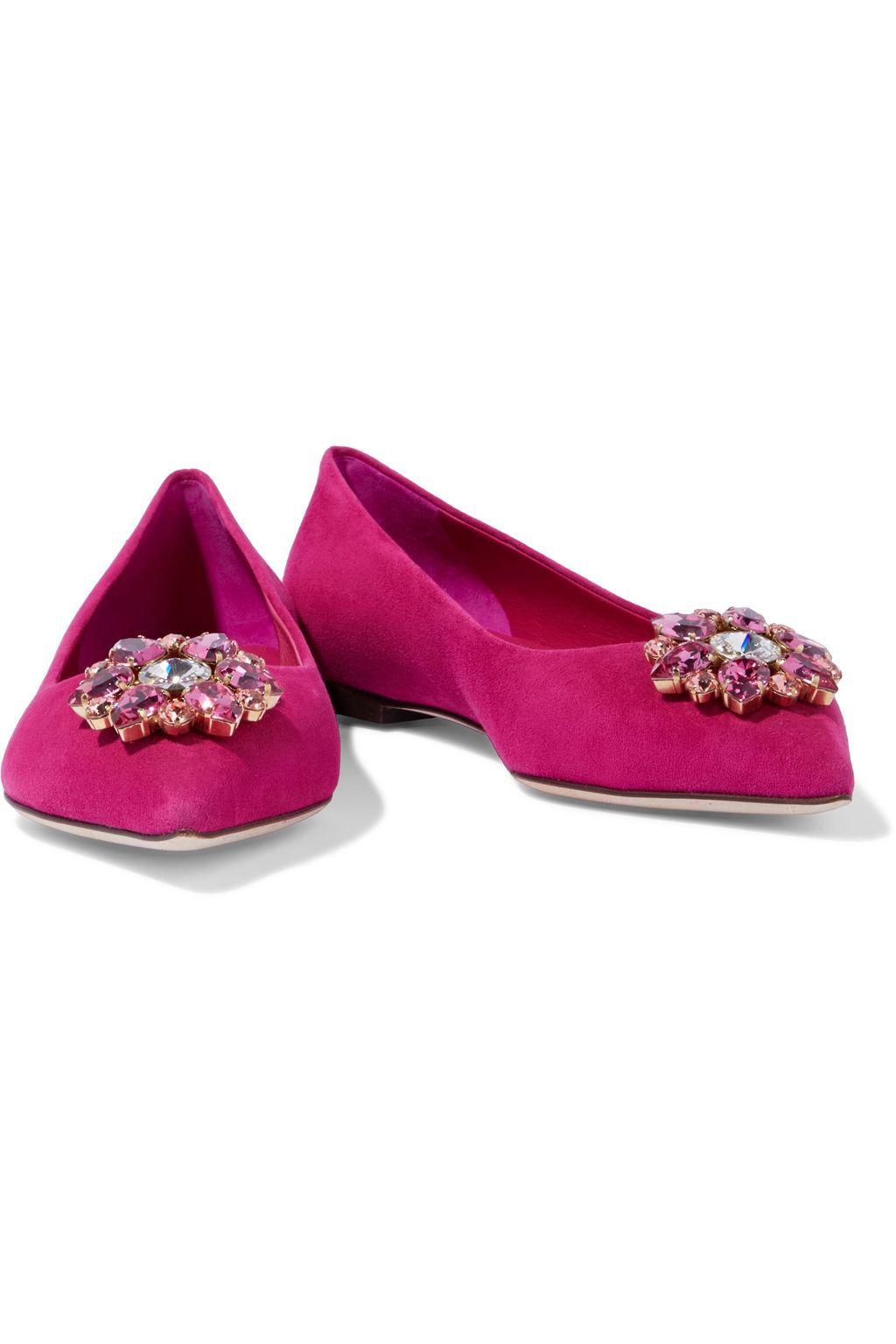 DOLCE&GABBANA Bellucci embellished suede point-toe flats
