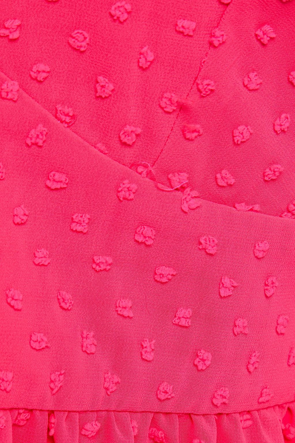 SALONI Gathered Swiss-dot crepe mini dress