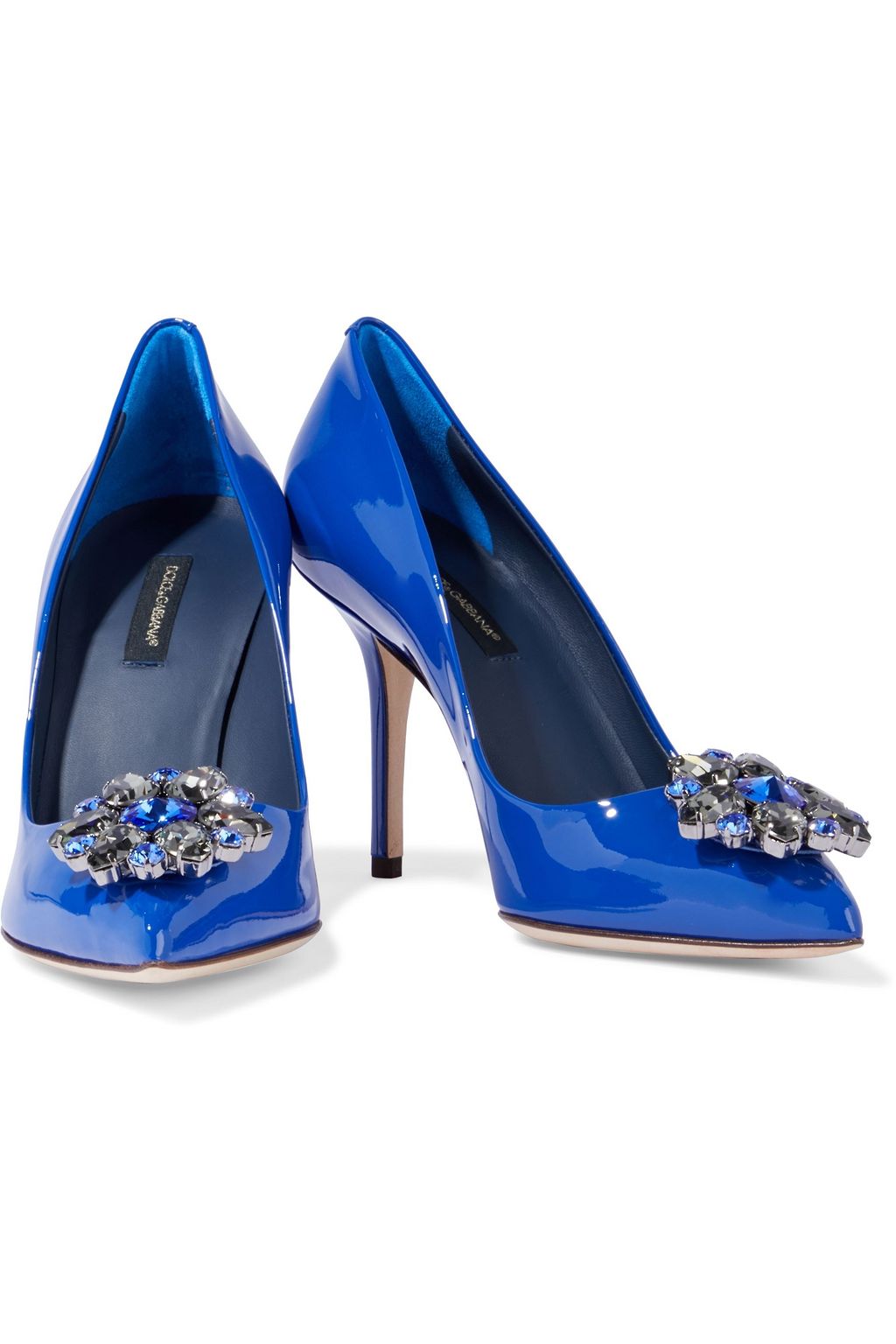 DOLCE&GABBANA Bellucci crystal-embellished patent-leather pumps