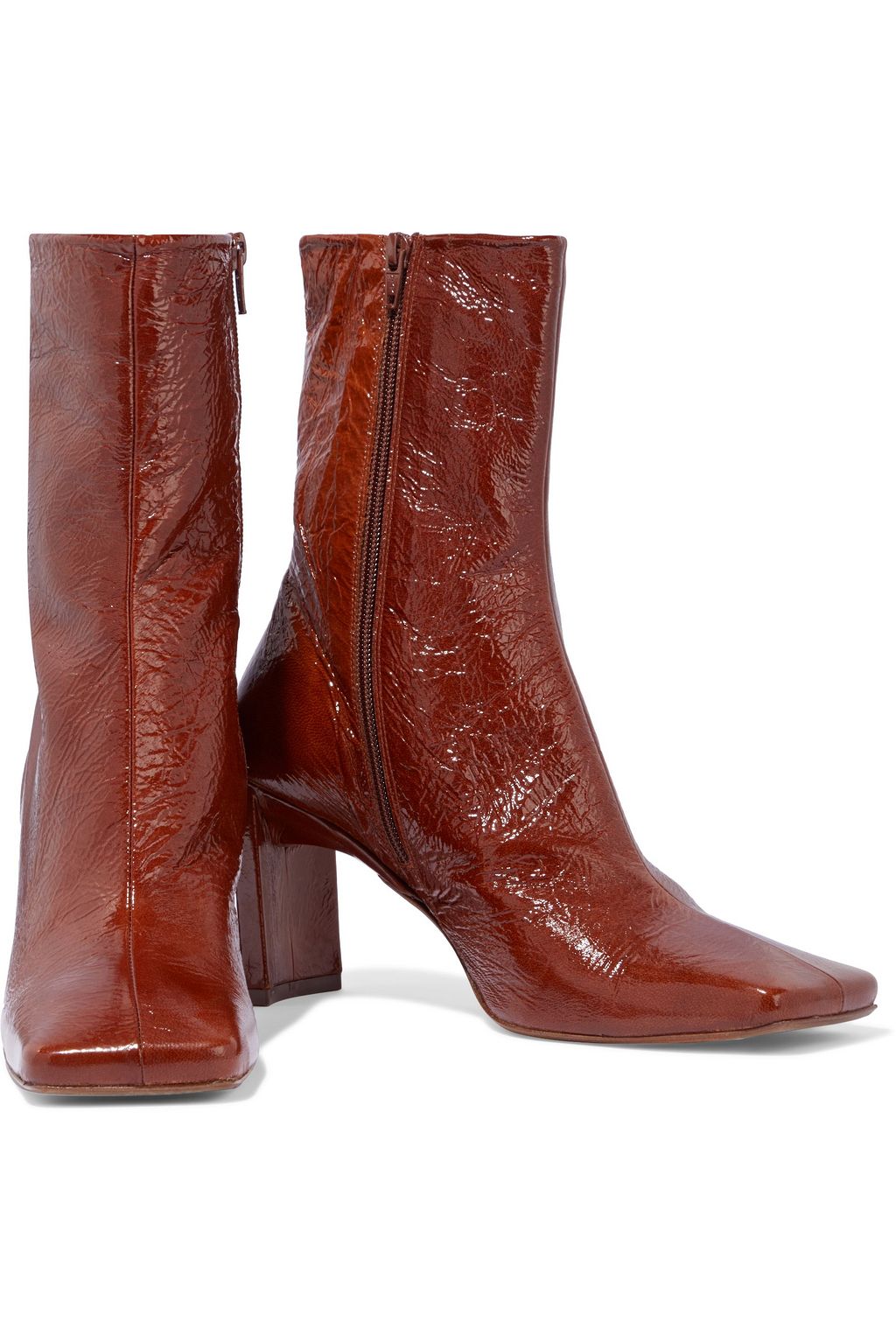 MIISTA Ekatarina crinkled patent-leather ankle boots