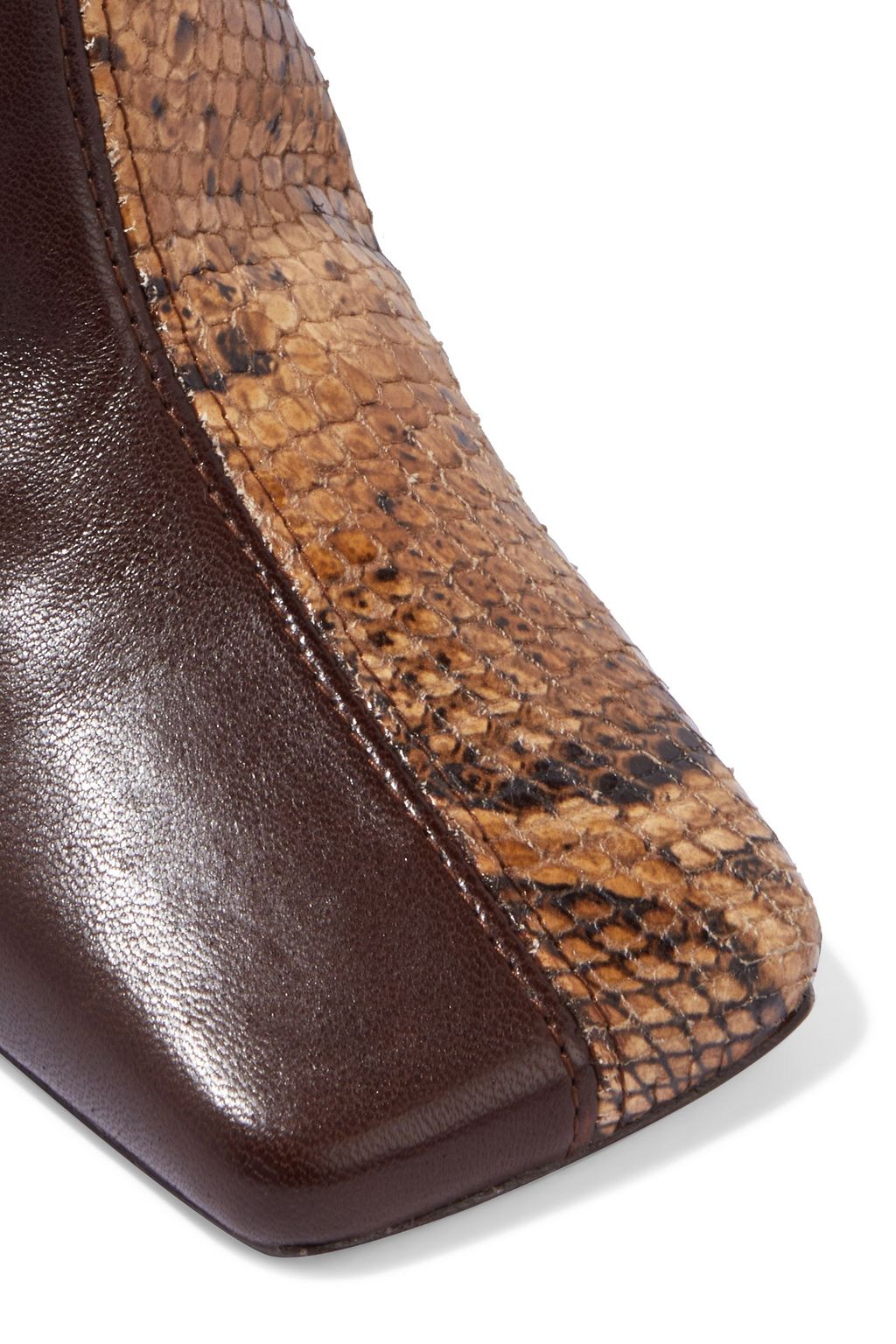 MIISTA Ekatarina smooth and snake-effect leather ankle boots