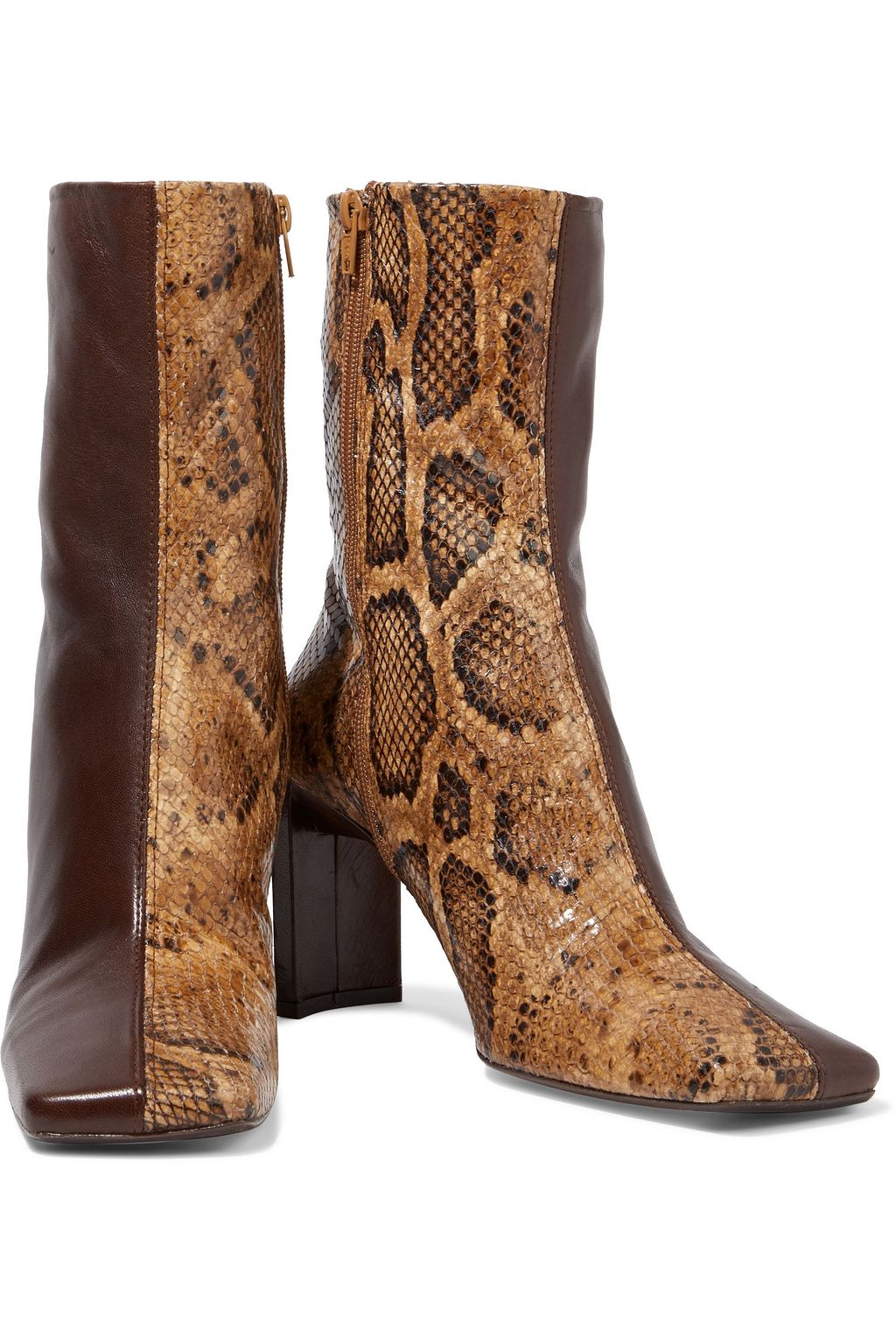 MIISTA Ekatarina smooth and snake-effect leather ankle boots