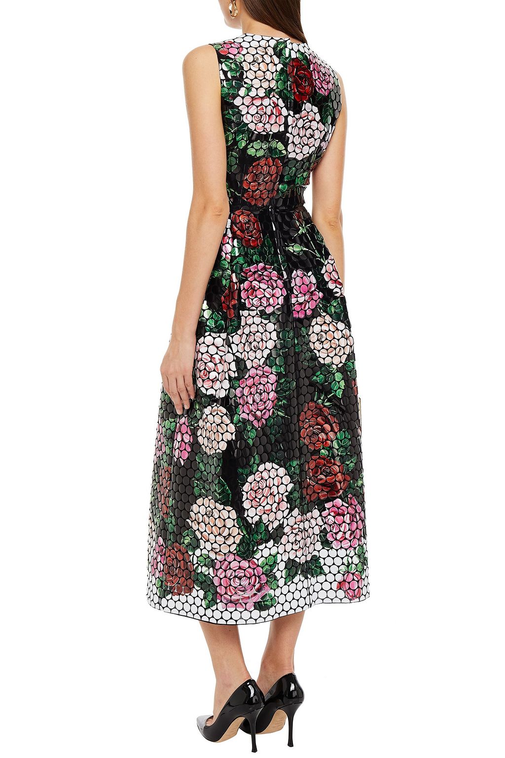 DOLCE&GABBANA Floral-print embellished mesh midi dress