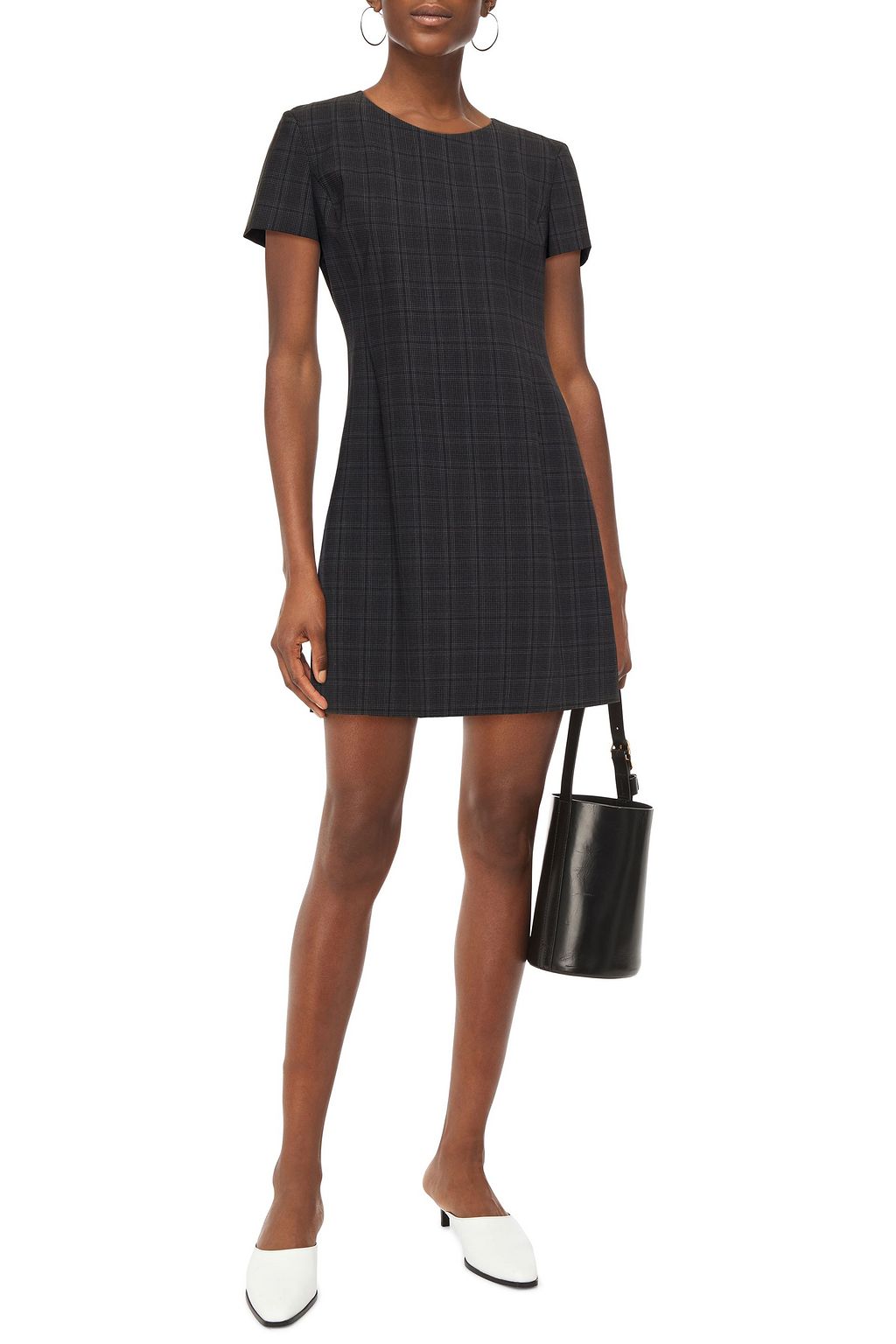 THEORY Checked stretch-wool mini dress
