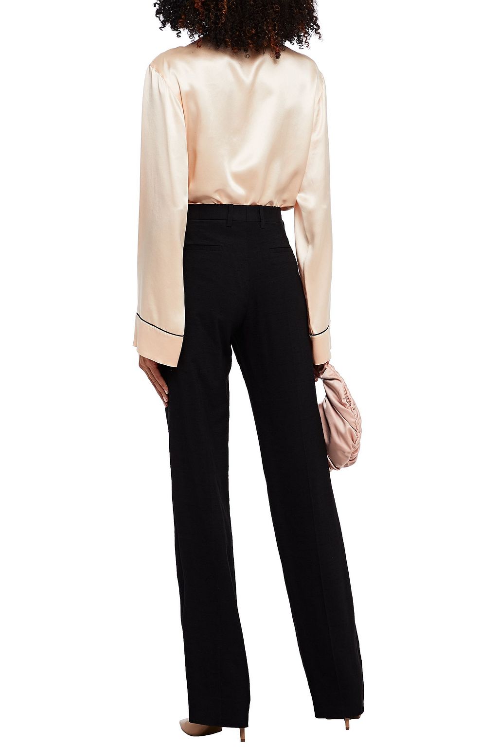 DOLCE&GABBANA Pussy-bow embroidered satin blouse