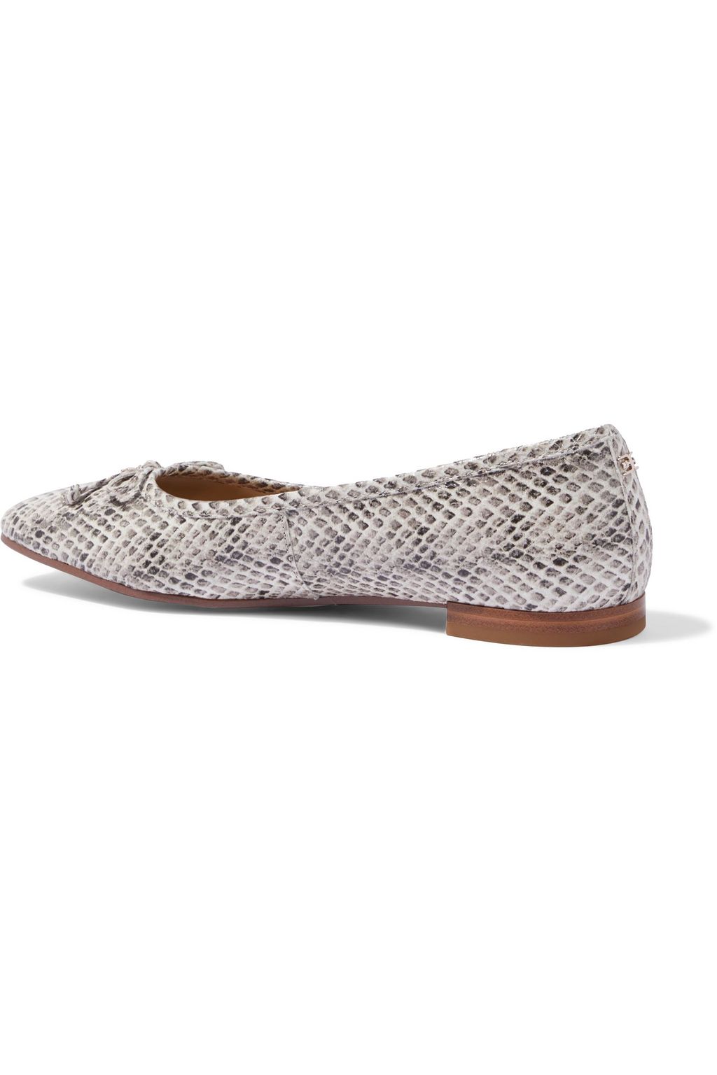 SAM EDELMAN Jillie bow-embellished snake-effect leather ballet flats