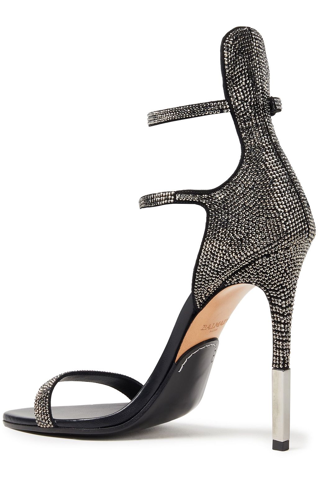 BALMAIN Crystal-embellished suede sandals