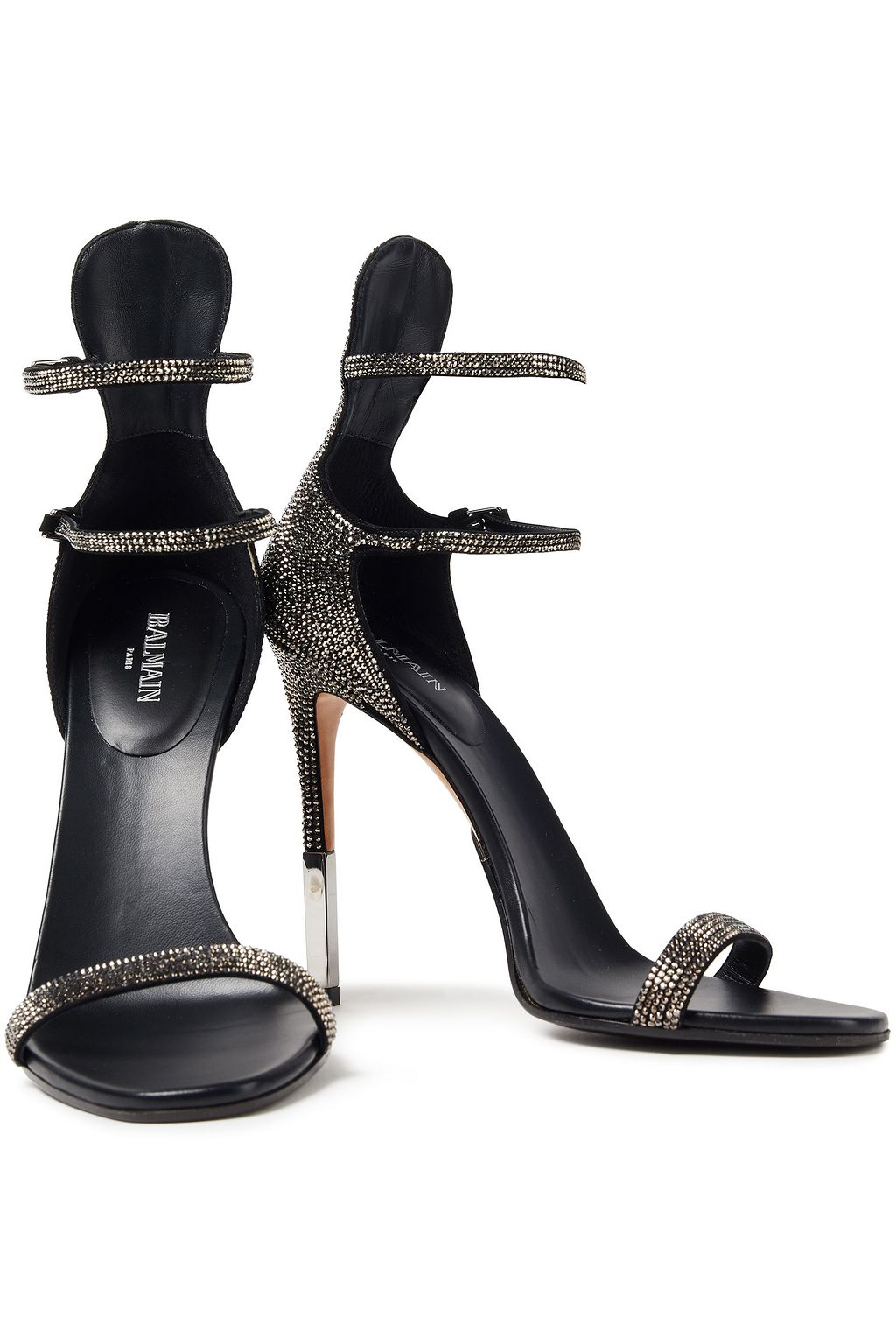 BALMAIN Crystal-embellished suede sandals