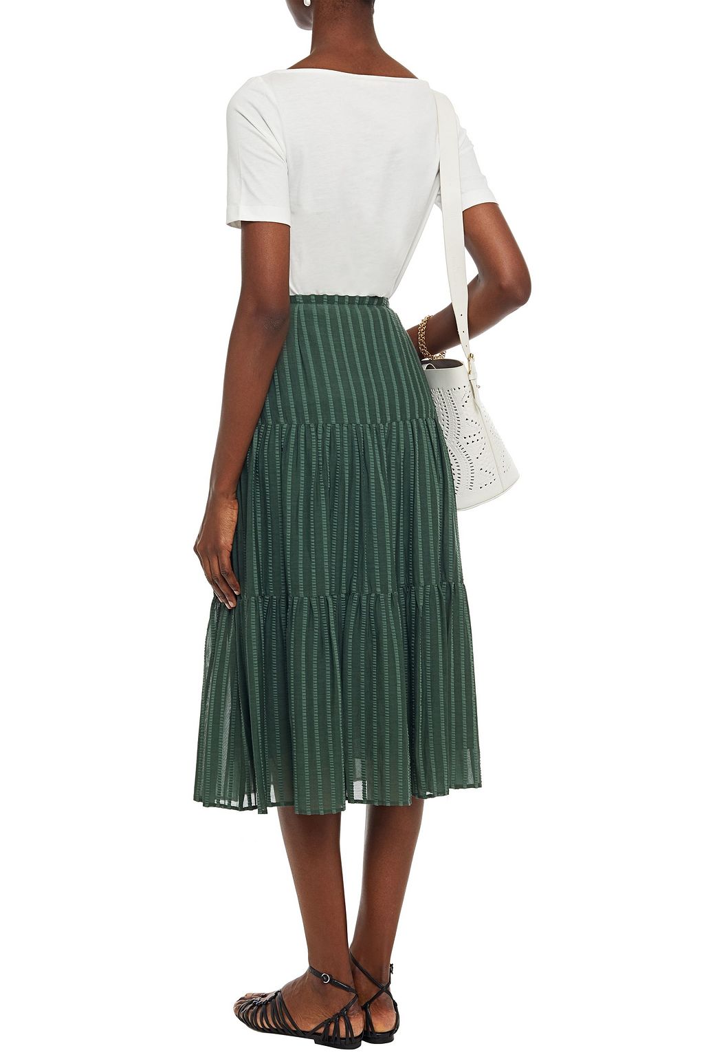 SEE BY CHLOÉ Tiered cotton-blend jacquard midi skirt
