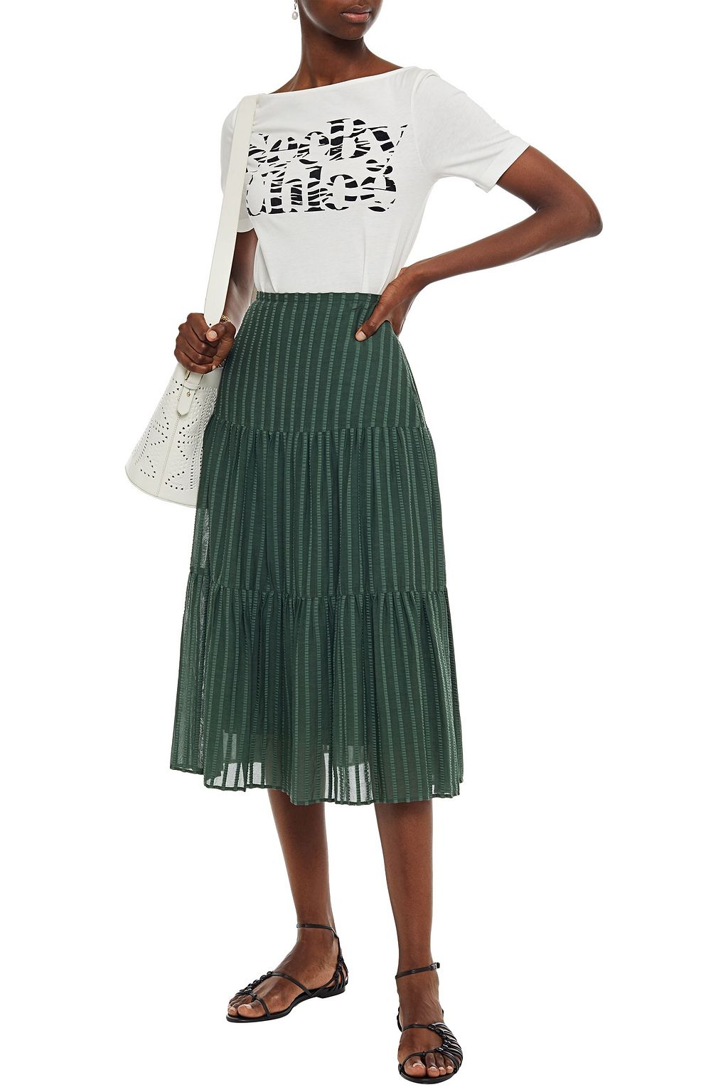 SEE BY CHLOÉ Tiered cotton-blend jacquard midi skirt