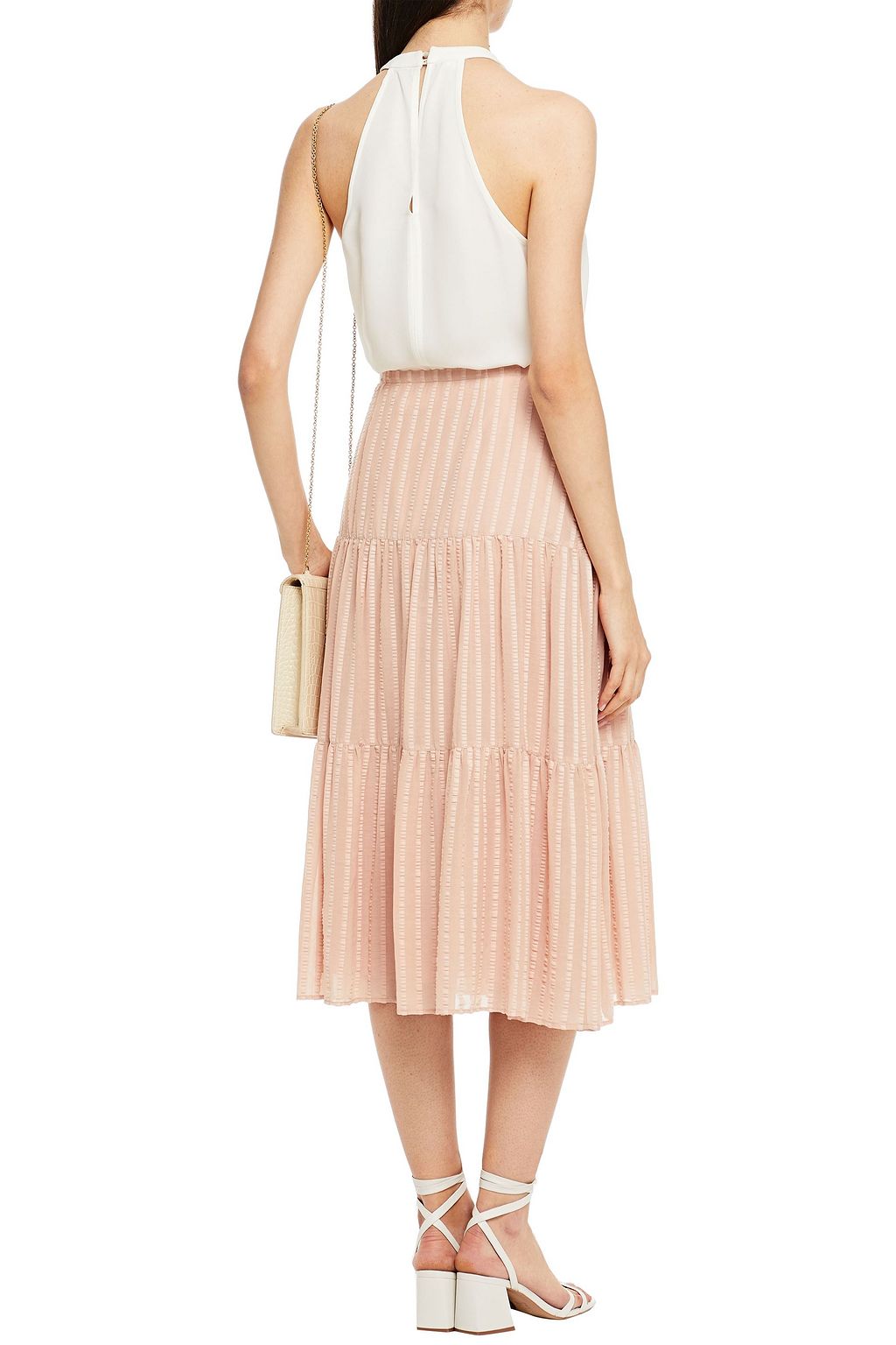 SEE BY CHLOÉ Tiered cotton-blend jacquard midi skirt