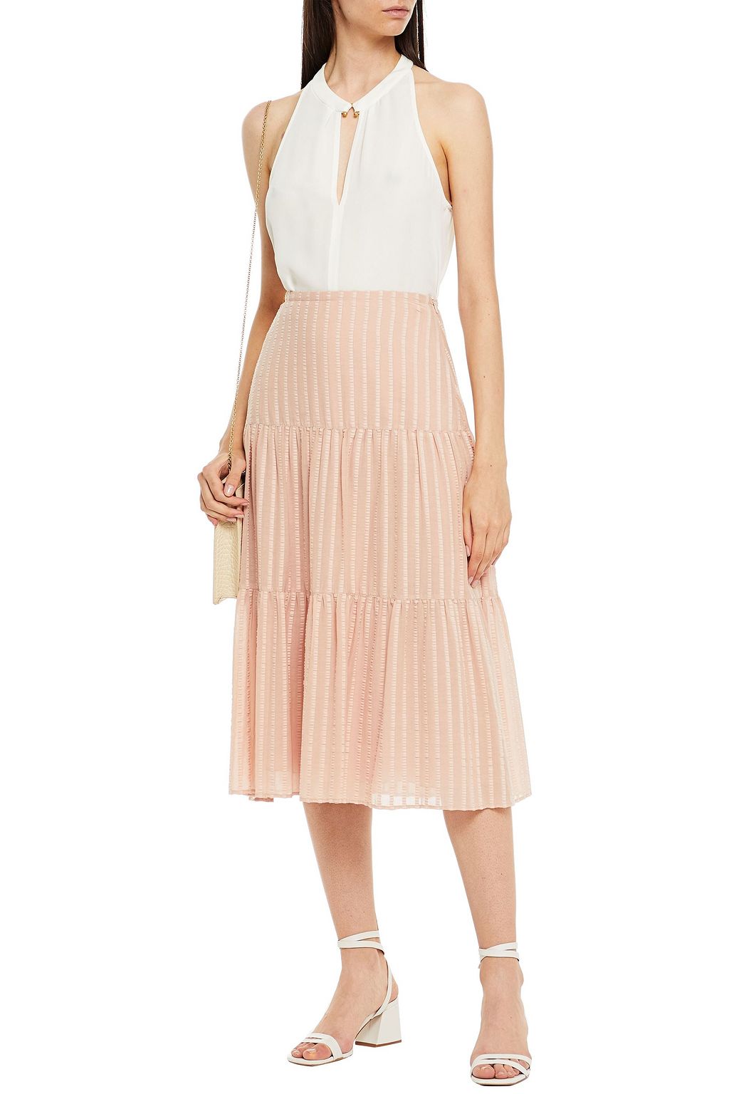 SEE BY CHLOÉ Tiered cotton-blend jacquard midi skirt