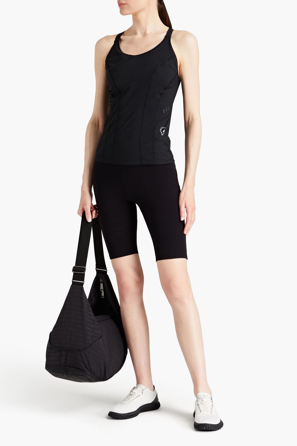 ADIDAS BY STELLA MCCARTNEY بلوزة بدون أكمام من نسيج مرن مزينة بطبعة شعار وفتحات