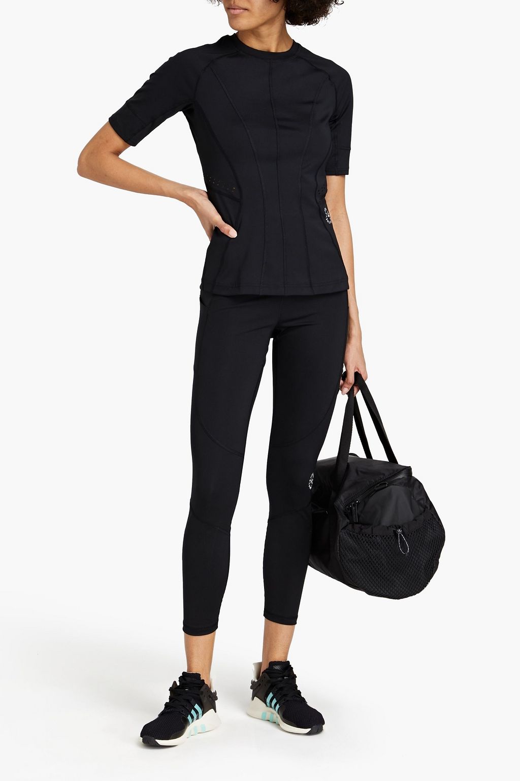 ADIDAS BY STELLA MCCARTNEY Cropped logo-print stretch-jersey leggings