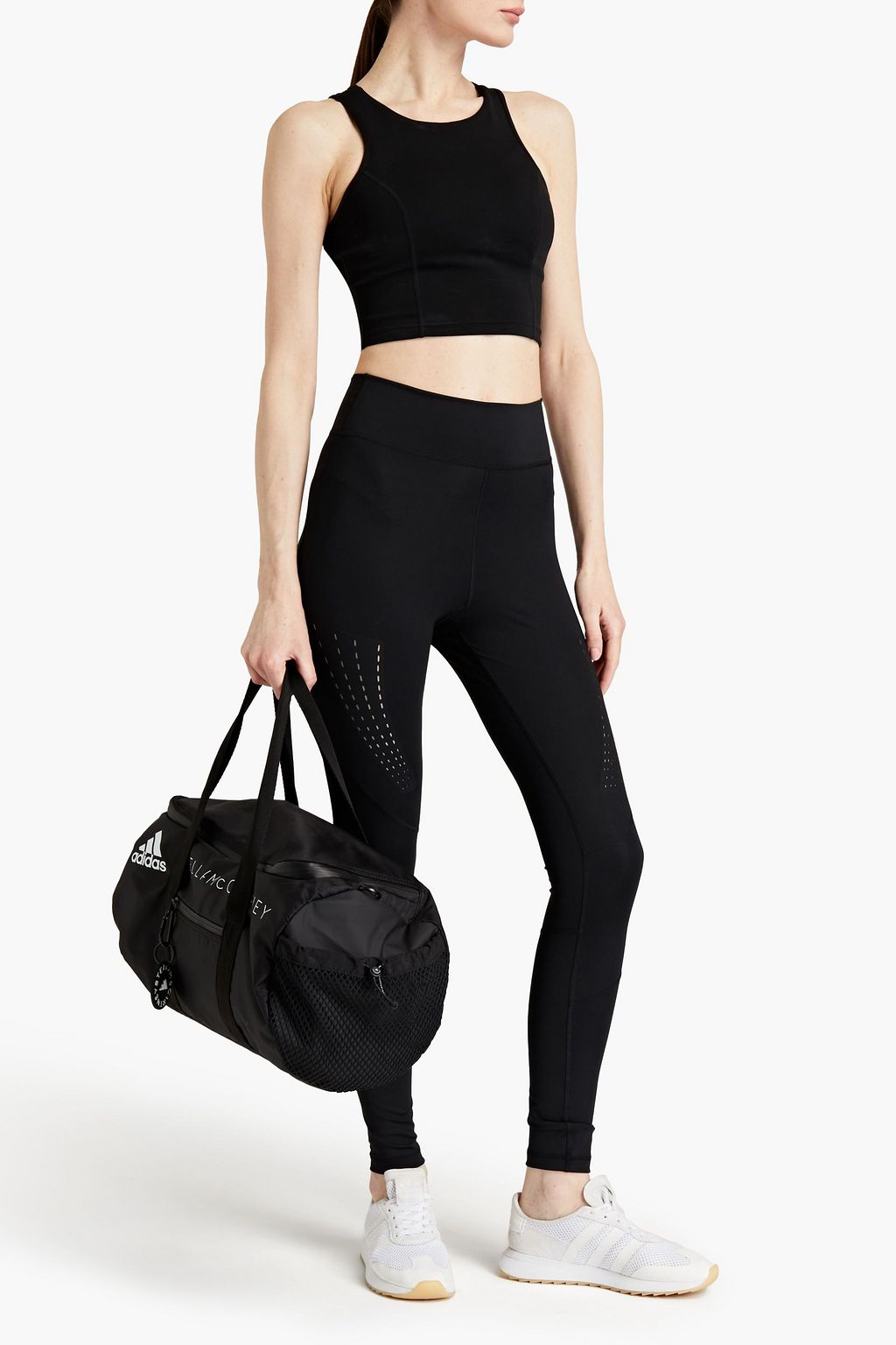 ADIDAS BY STELLA MCCARTNEY Cropped logo-print stretch-jersey leggings